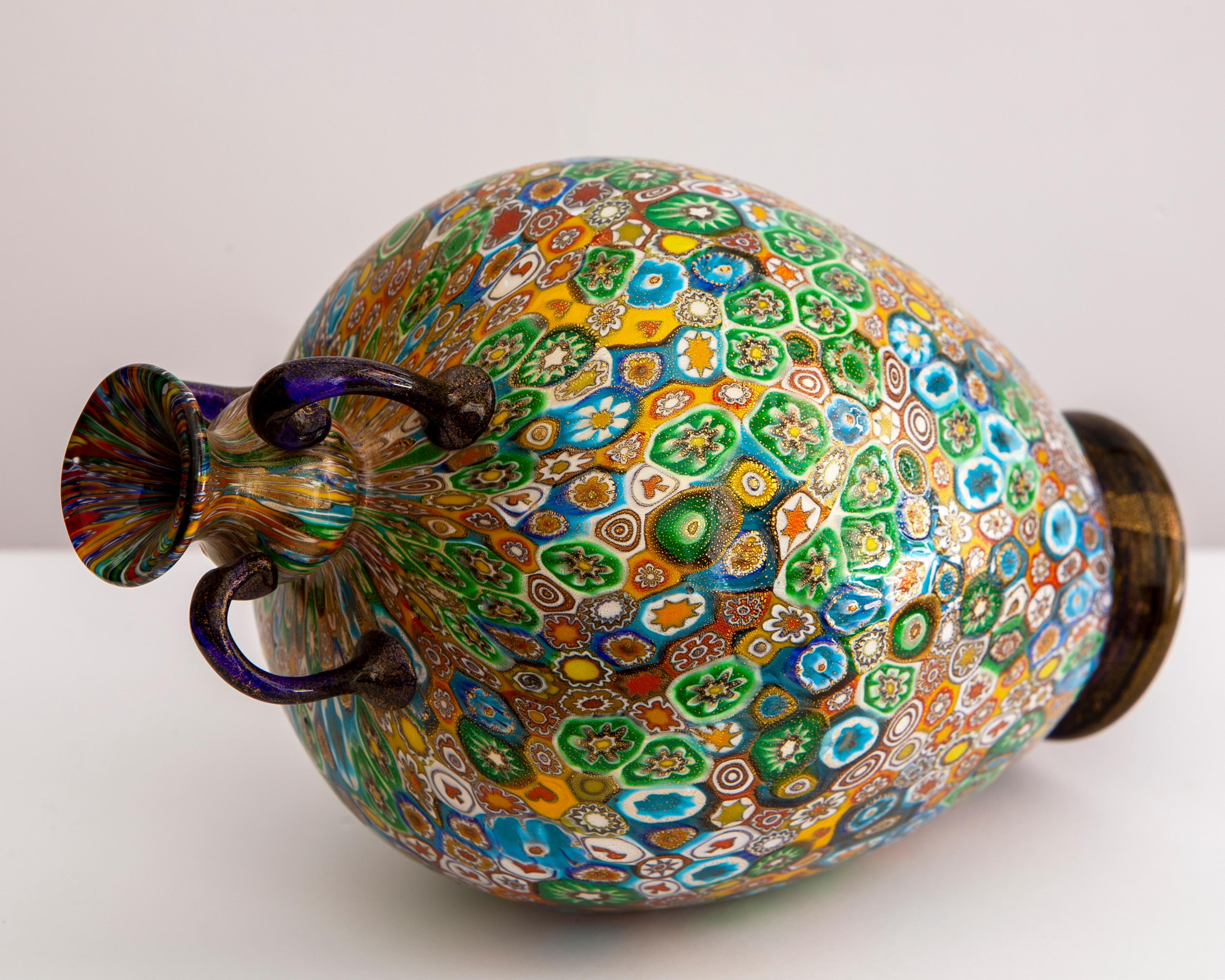 Vaso a murrine, produzione Vivarini Murano, anni '70 in vendita 3