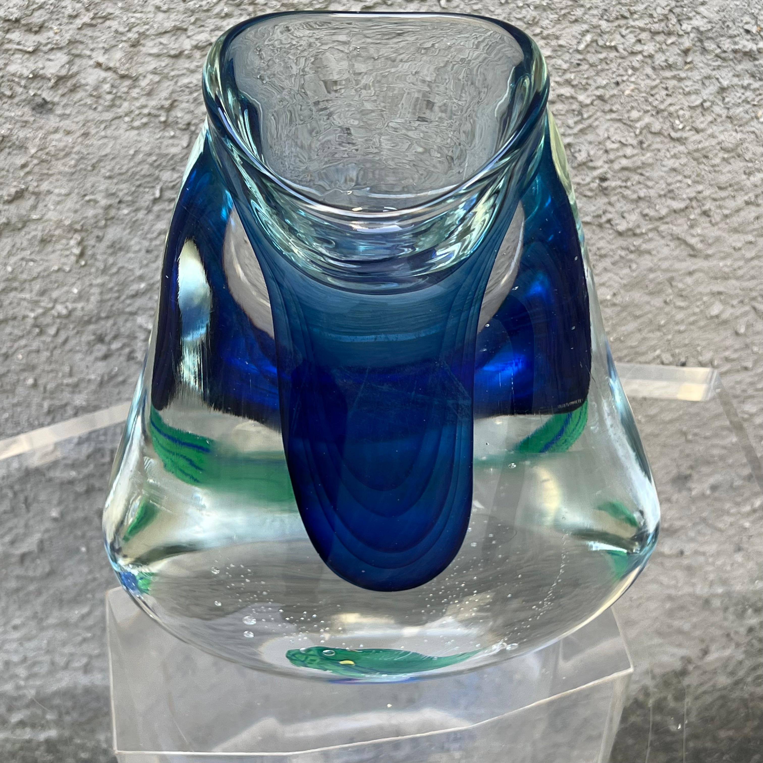 Submerged Glass Aquarium Vase - Attr. to Flavio Poli - Murano Italy - 1960s For Sale 5