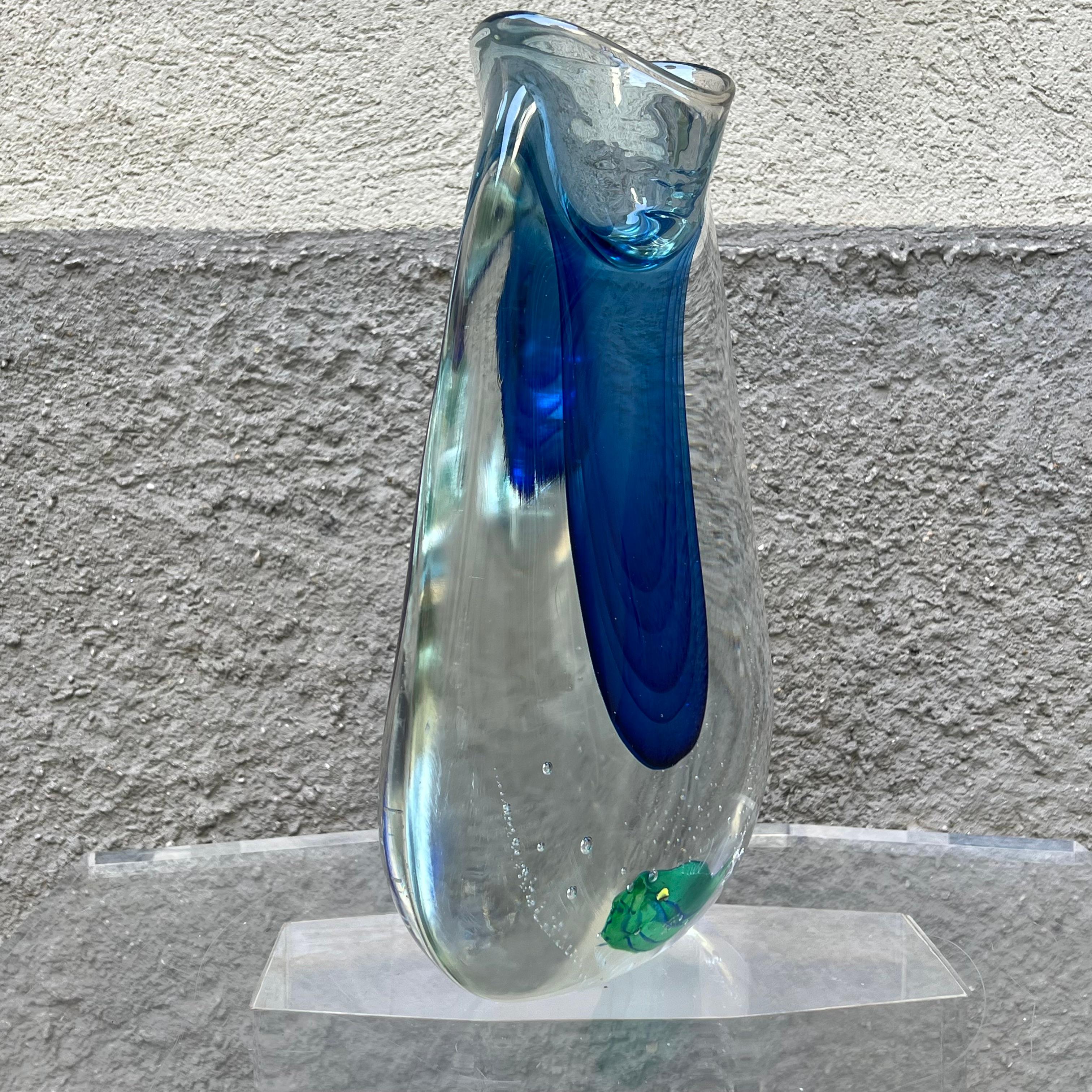 Italian Submerged Glass Aquarium Vase - Attr. to Flavio Poli - Murano Italy - 1960s For Sale
