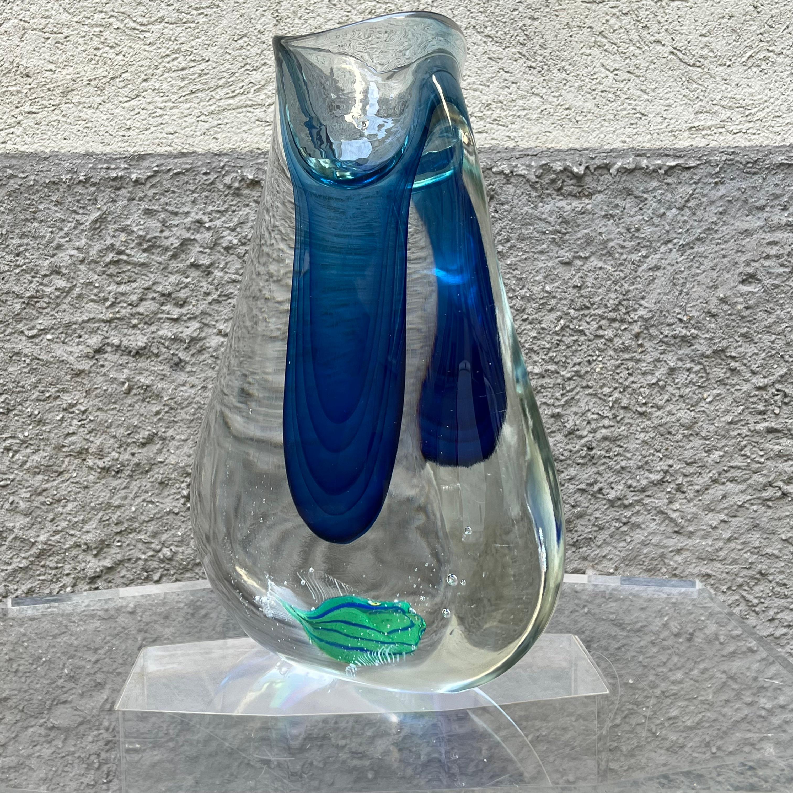 Submerged Glass Aquarium Vase - Attr. to Flavio Poli - Murano Italy - 1960s In Good Condition For Sale In Milano, IT