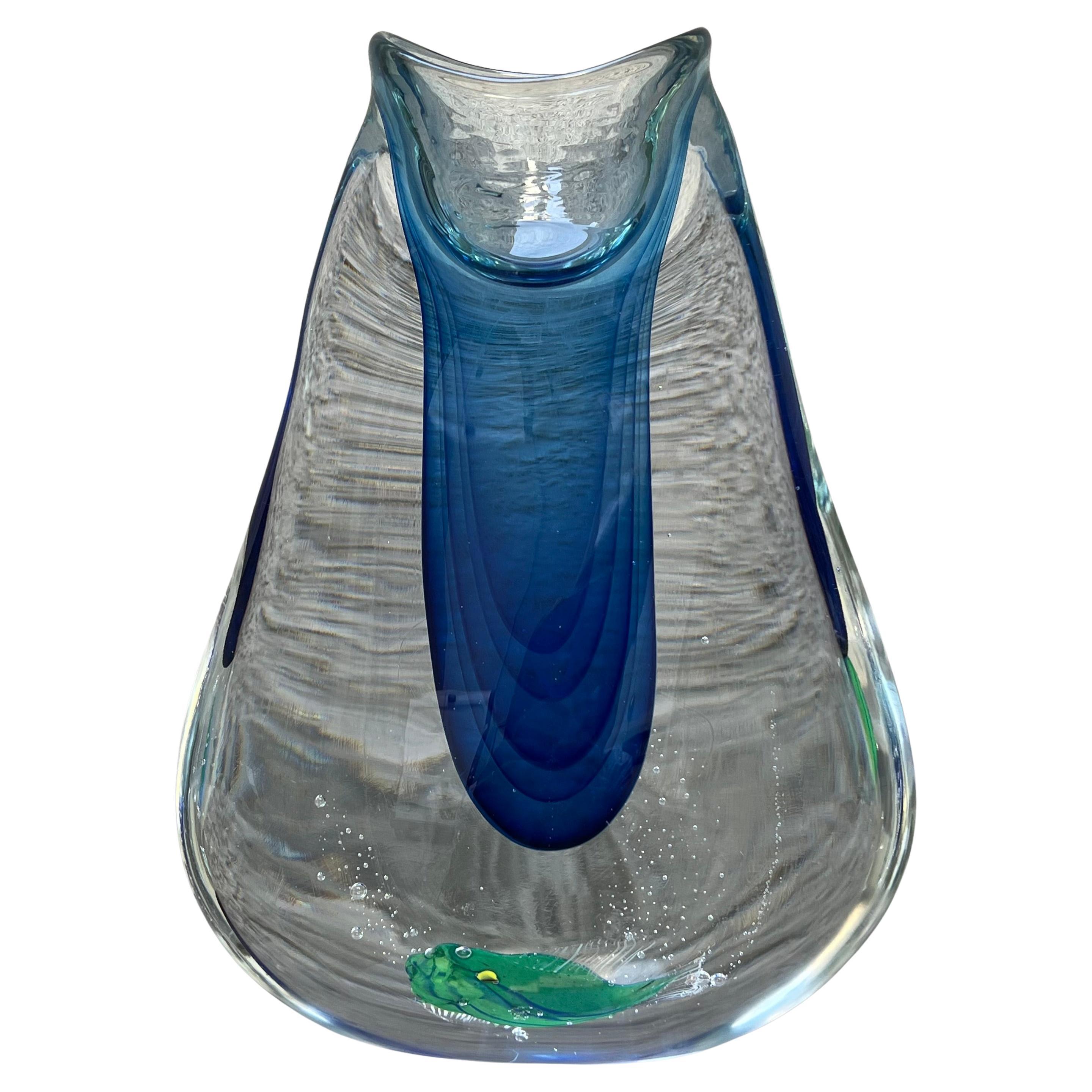 Submerged Glass Aquarium Vase - Attr. to Flavio Poli - Murano Italy - 1960s For Sale