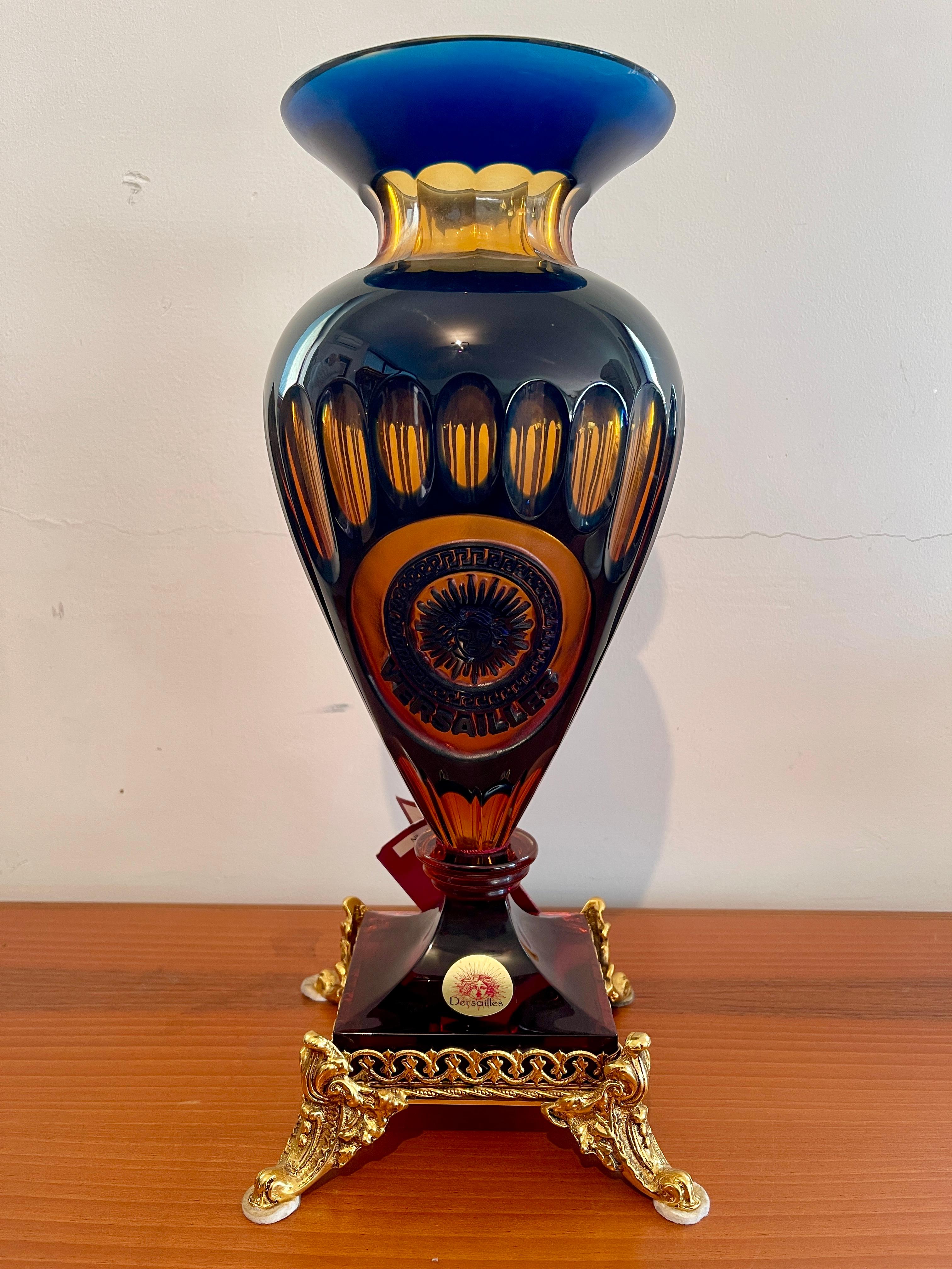 1990s versailles style crystal amphora vase