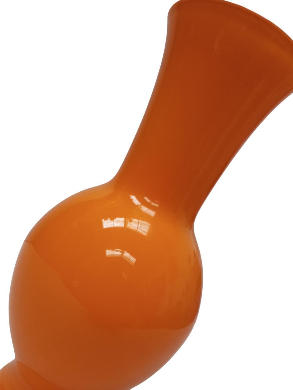 Barovier and Toso orange vase with label  