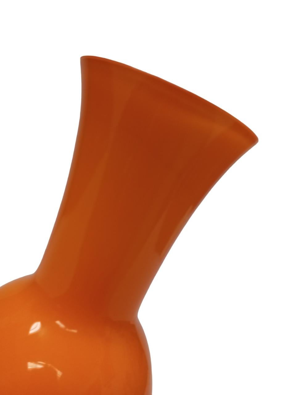 Late 20th Century Barovier and Toso orange vase with label  