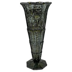 Vase Art Déco en verre argenté américain des années 1930