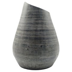 Handgefertigte Vase in organischer Form mit anthrazitfarbener Struktur, Italien, 1970er Jahre
