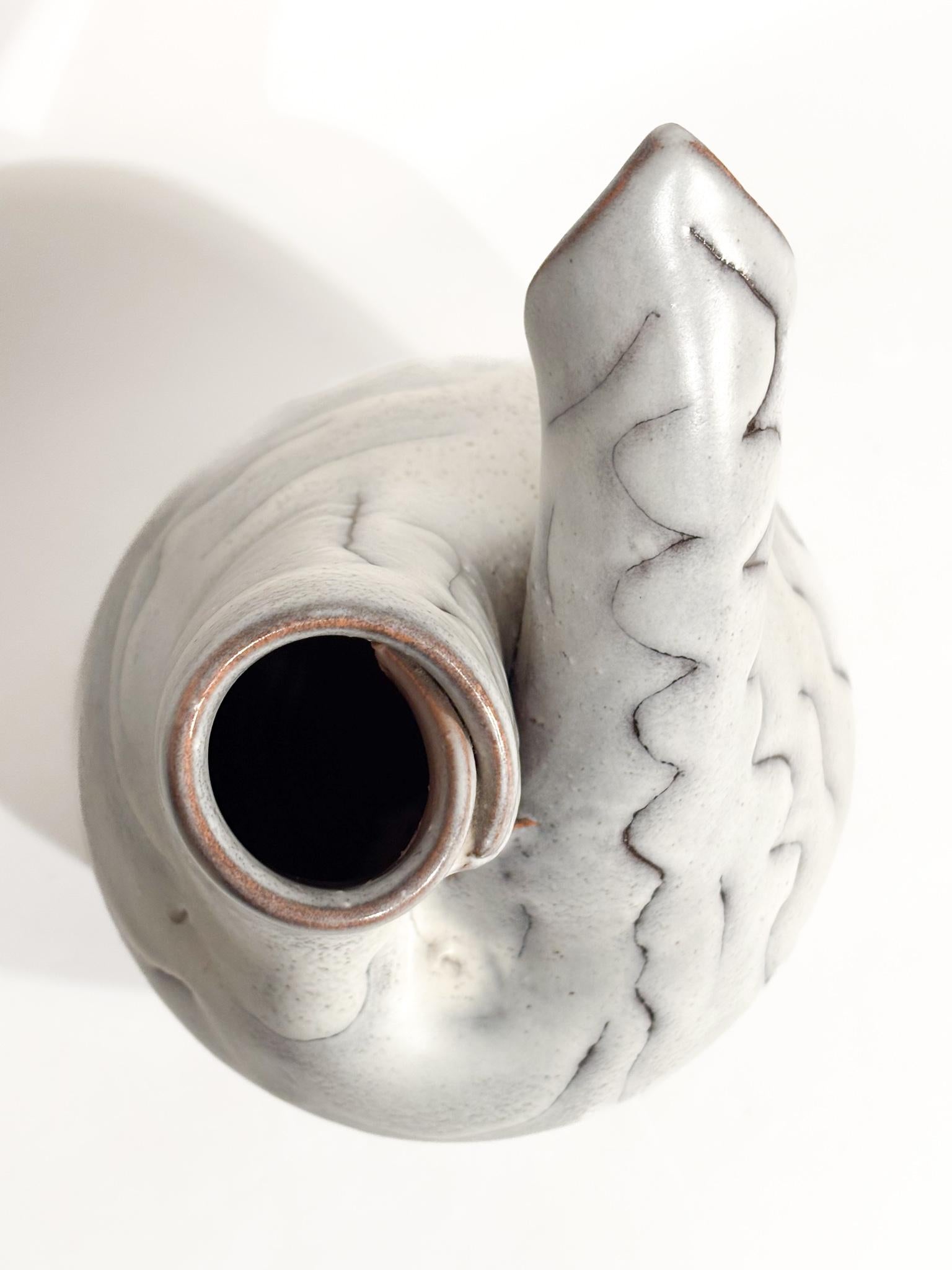 Vaso Astratto in Gres Smaltato Grigio Anni 60 in vendita 3