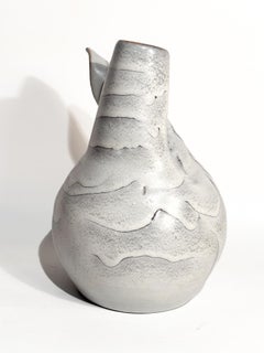 Vaso Astratto in Gres Smaltato Grigio Anni 60