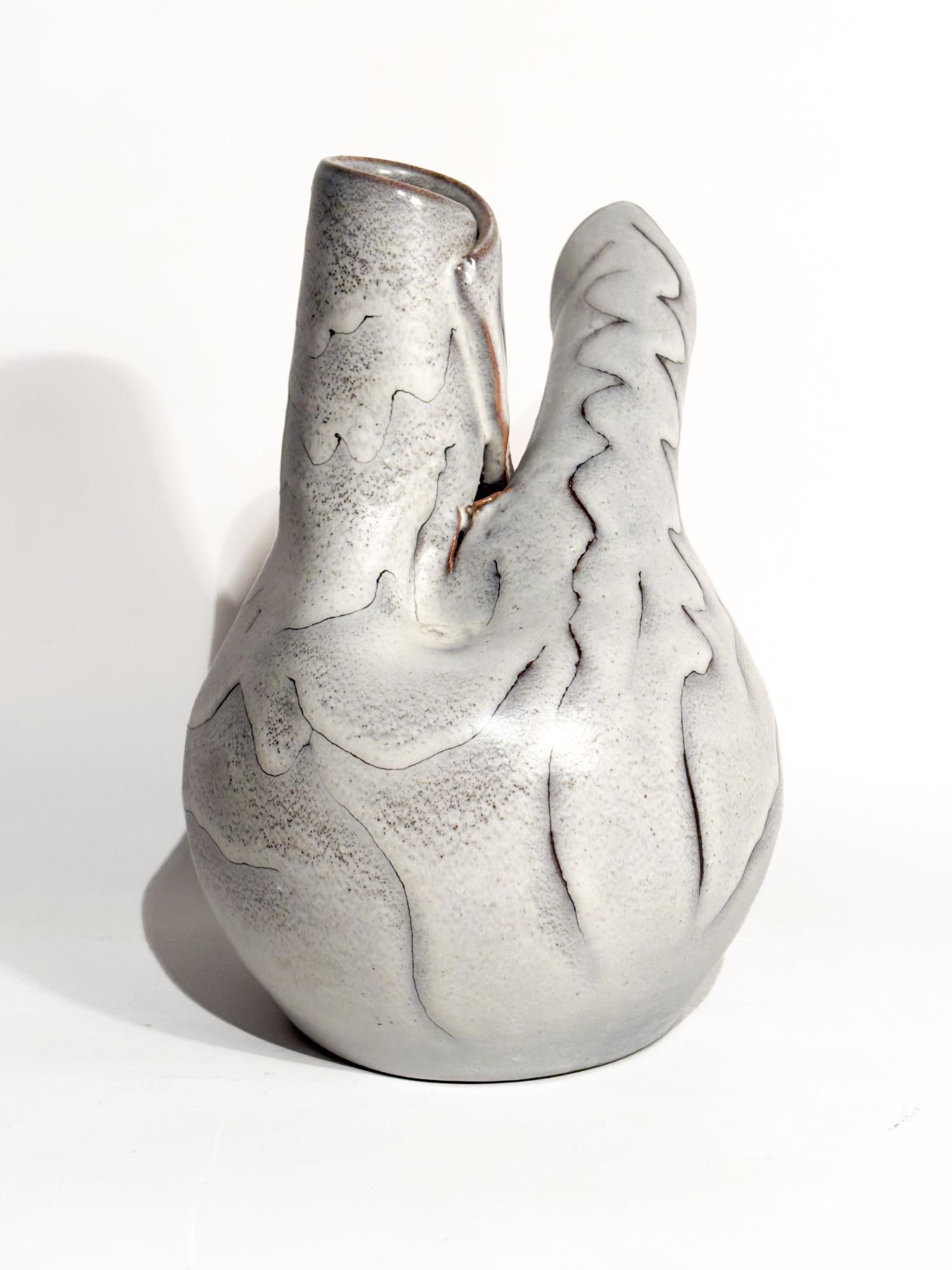 Mid-Century moderno Vaso Astratto in Gres Smaltato Grigio Anni 60 in vendita