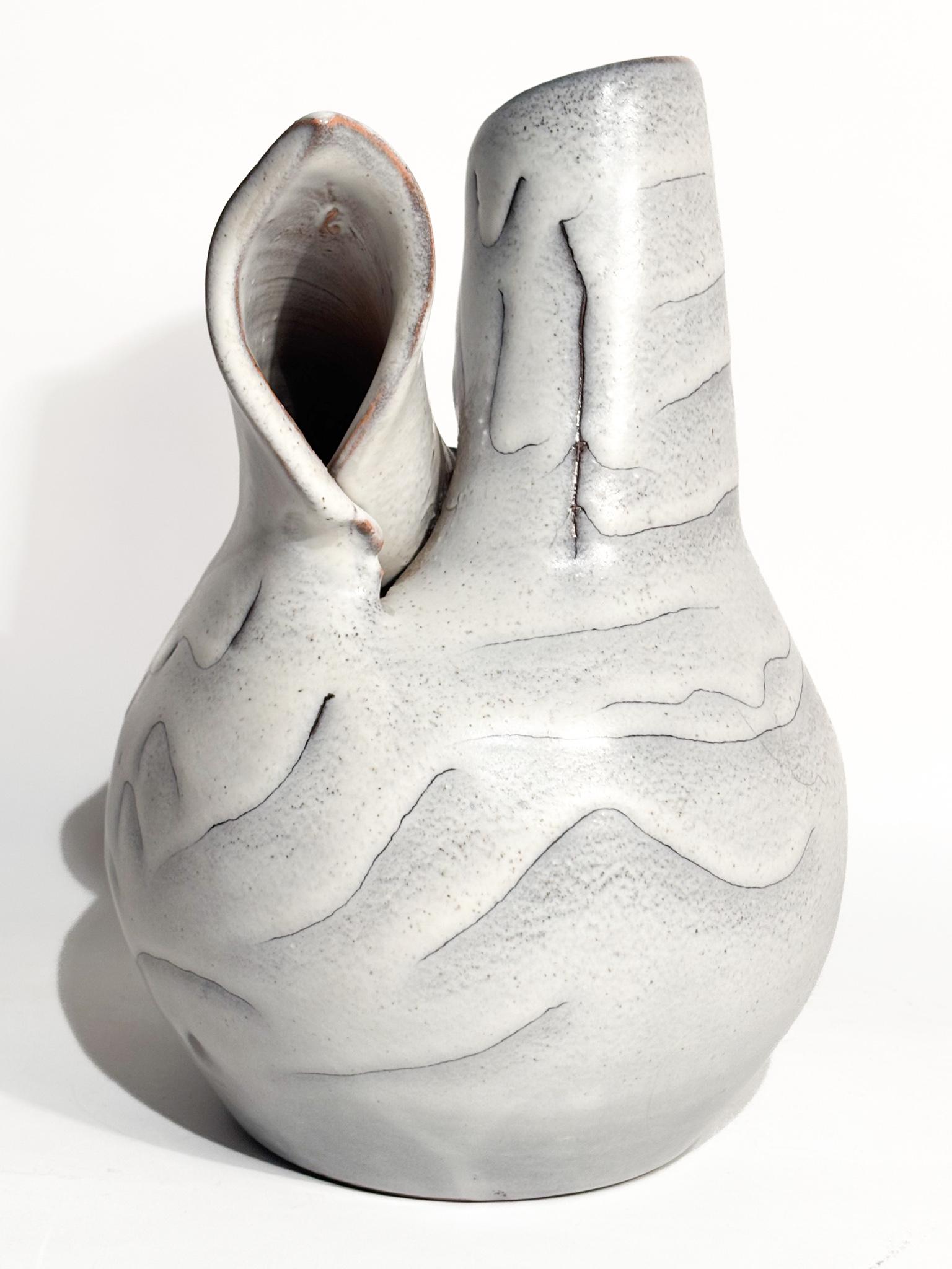 Vaso Astratto in Gres Smaltato Grigio Anni 60 In condizioni buone in vendita a Milano, MI