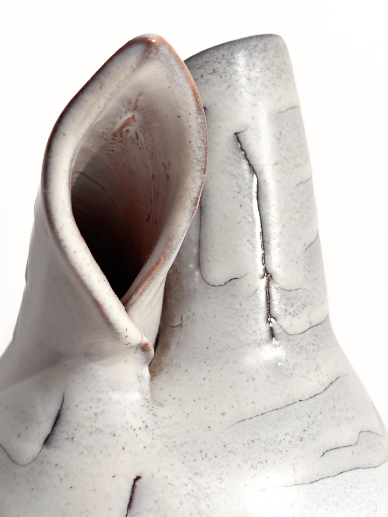 Metà XX secolo Vaso Astratto in Gres Smaltato Grigio Anni 60 in vendita