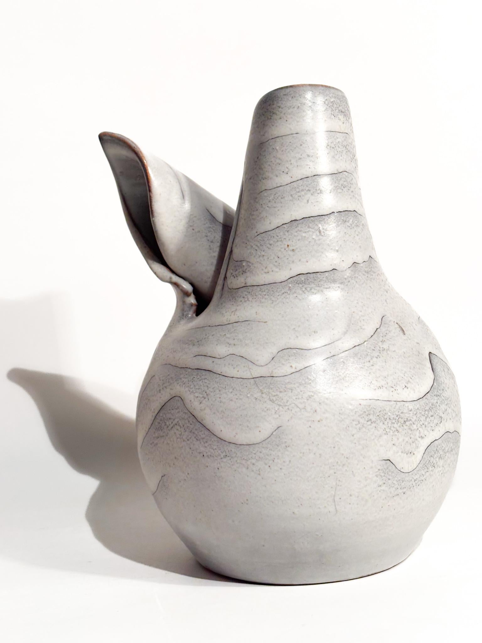 Vaso Astratto in Gres Smaltato Grigio Anni 60 in vendita 1