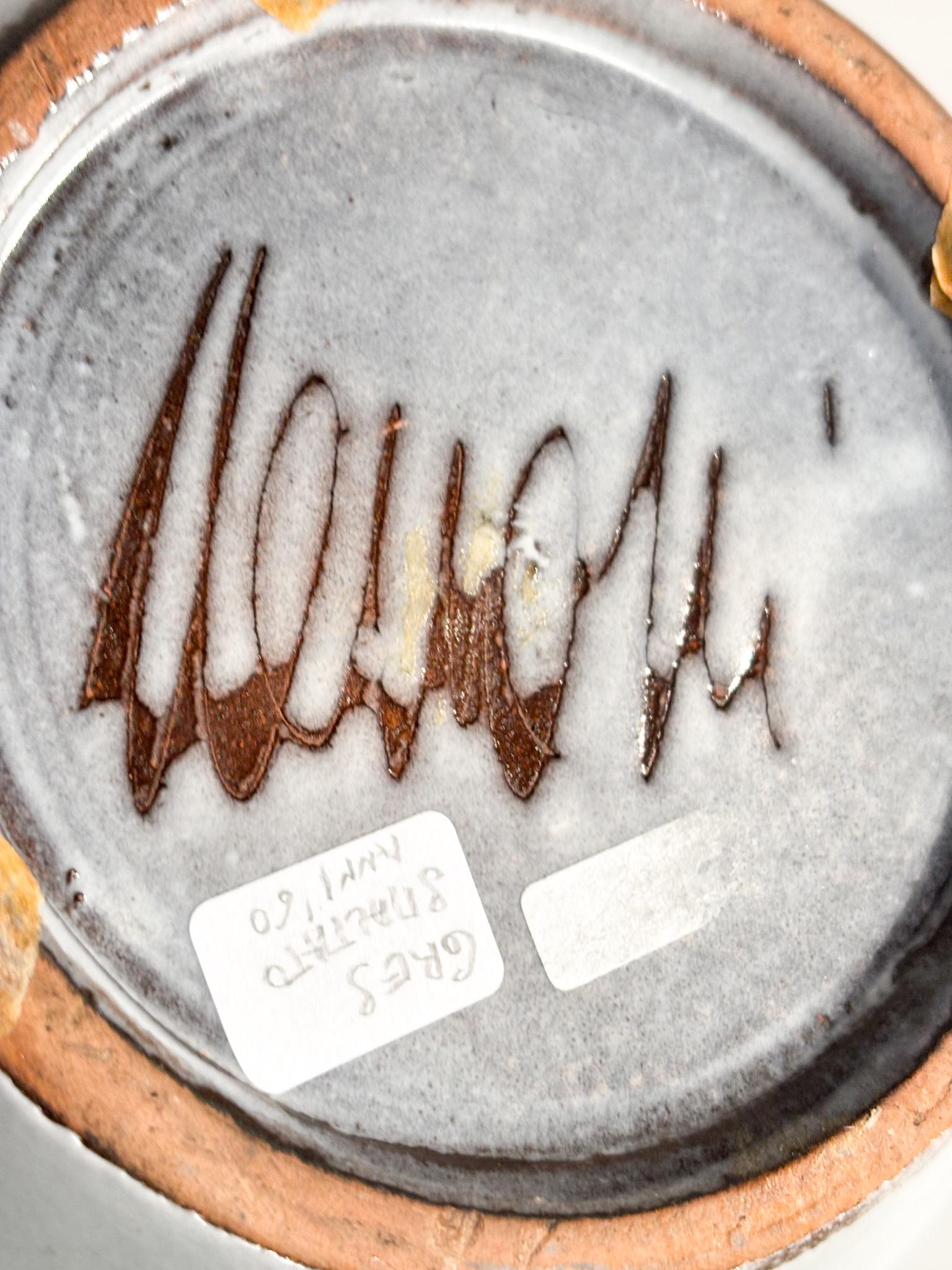 Vaso Astratto in Gres Smaltato Grigio Anni 60 in vendita 2