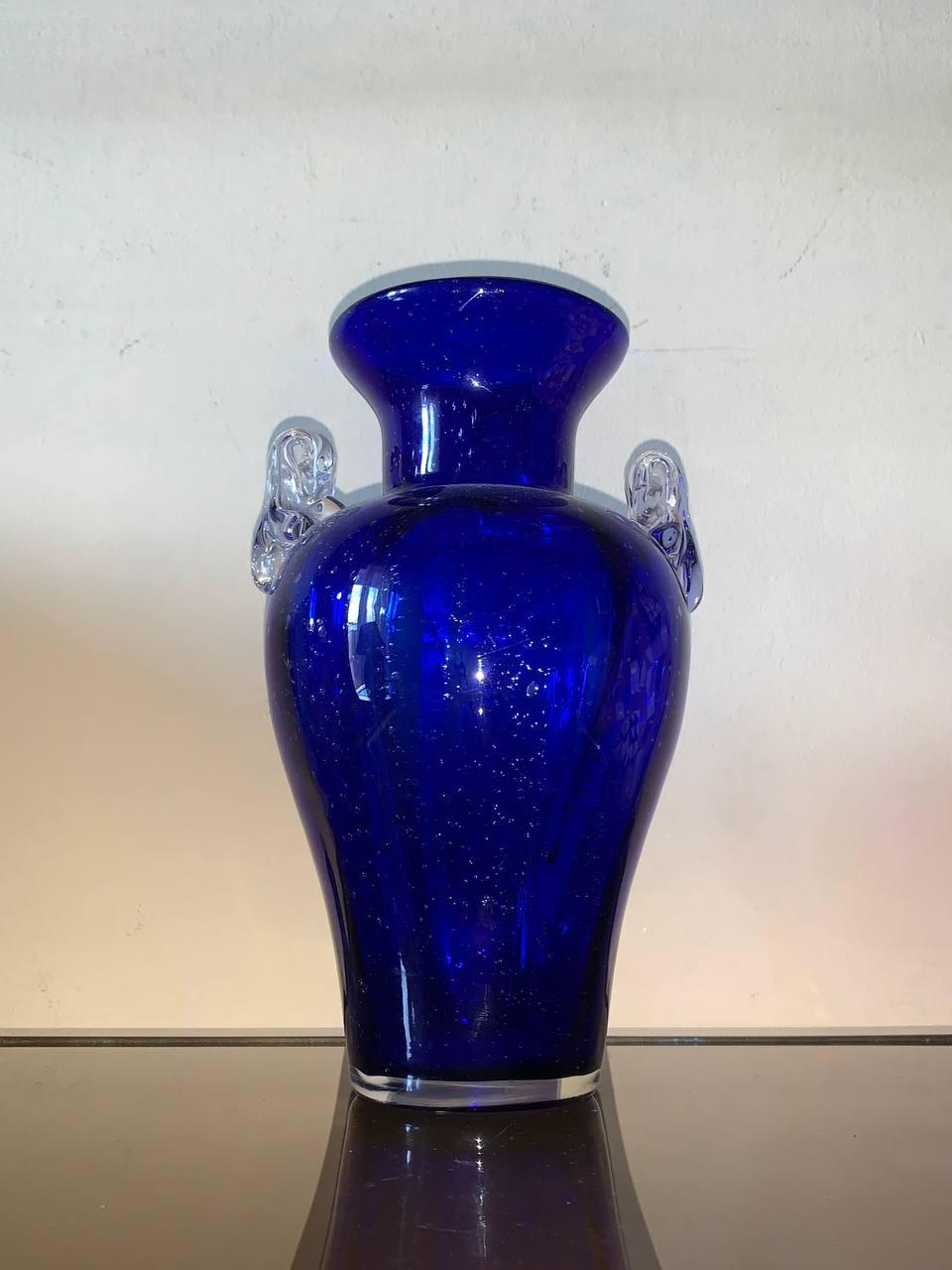 Barovier-Vase aus gewölbtem Muranoglas von 1940 (Moderne der Mitte des Jahrhunderts) im Angebot