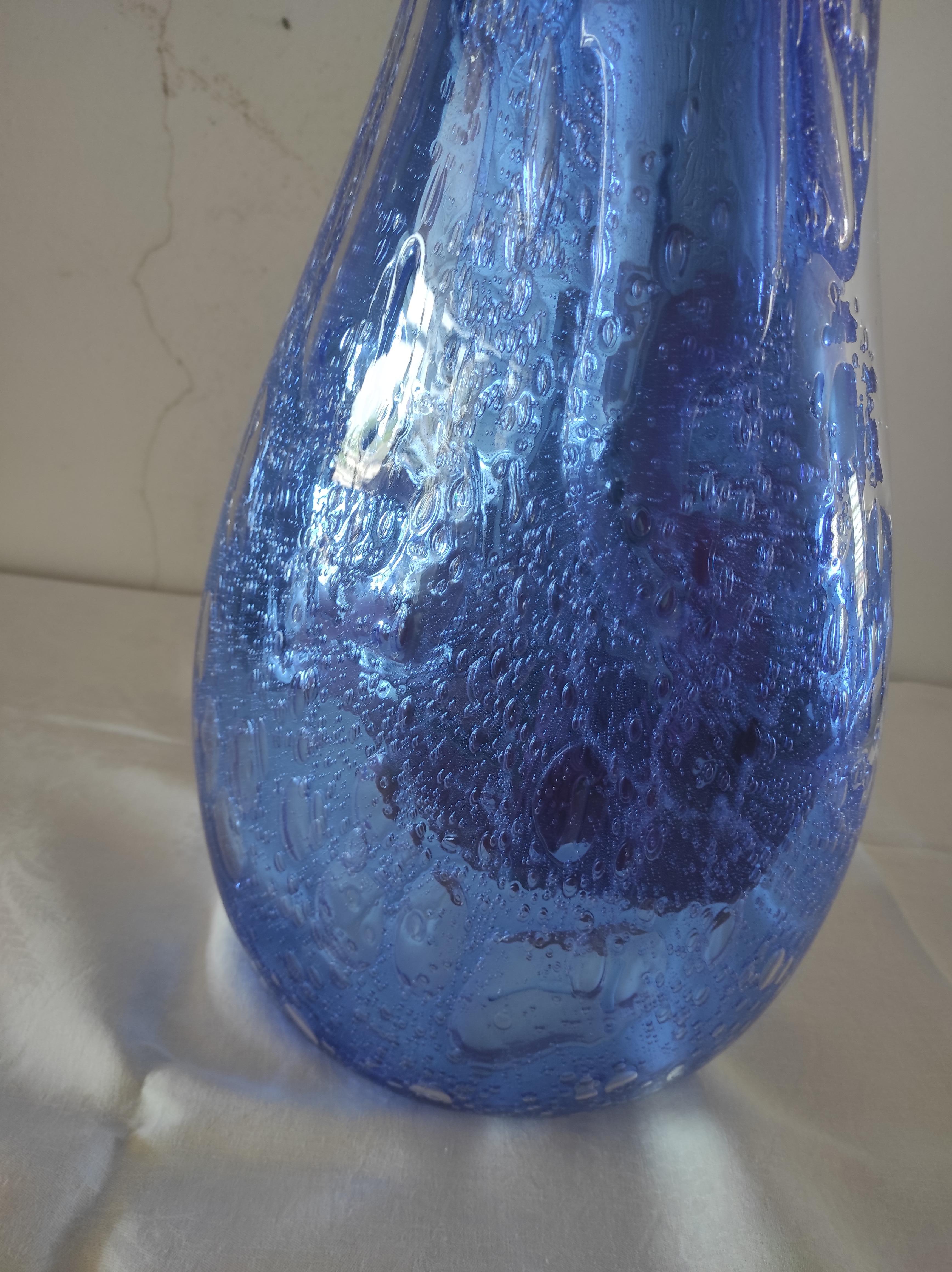 Modern Blue vase and silver leaf For Sale