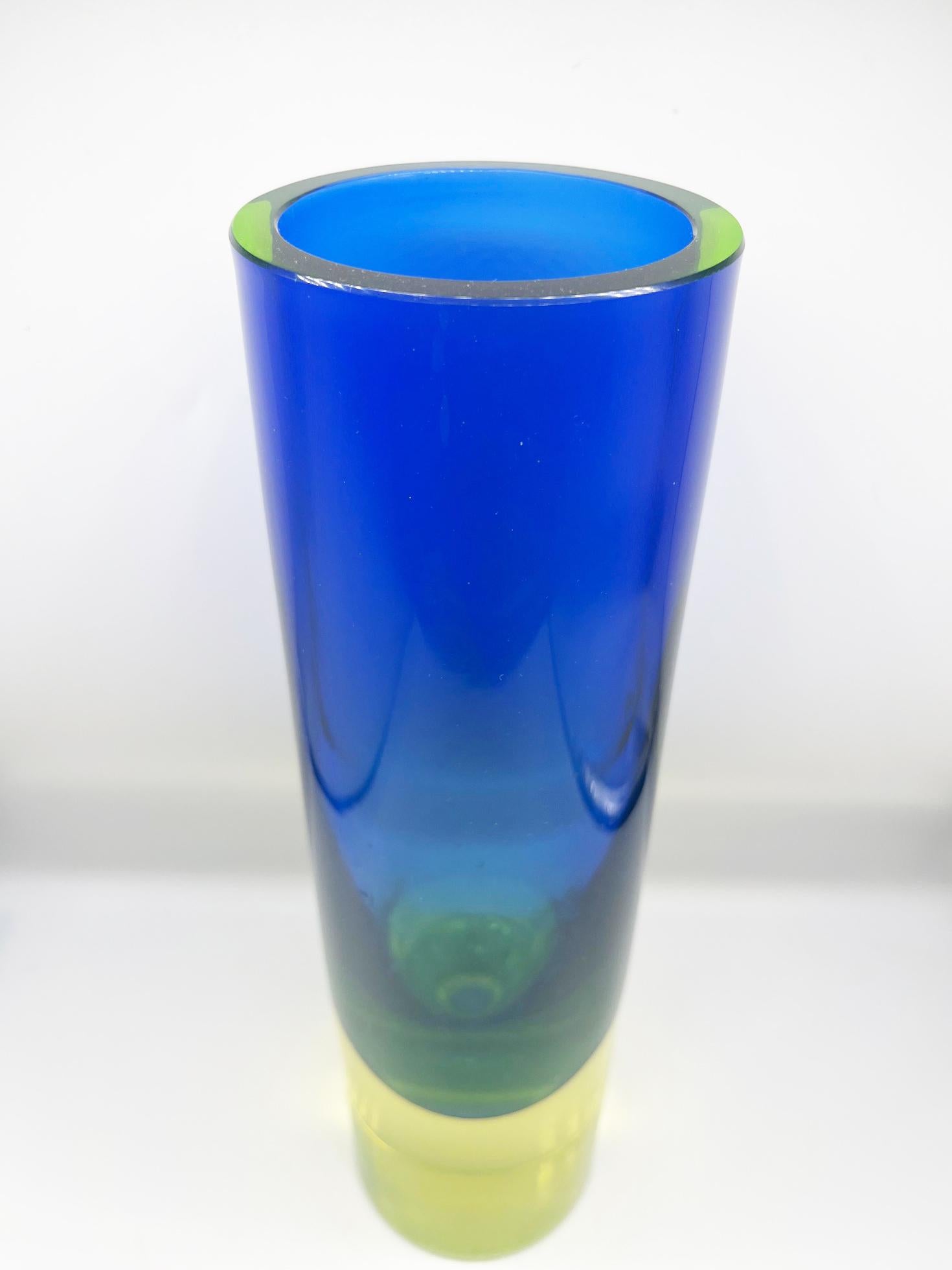 Murano Glass Flavio Poli Blue Vase Top Vintage 1950s -Murano Art- For Sale