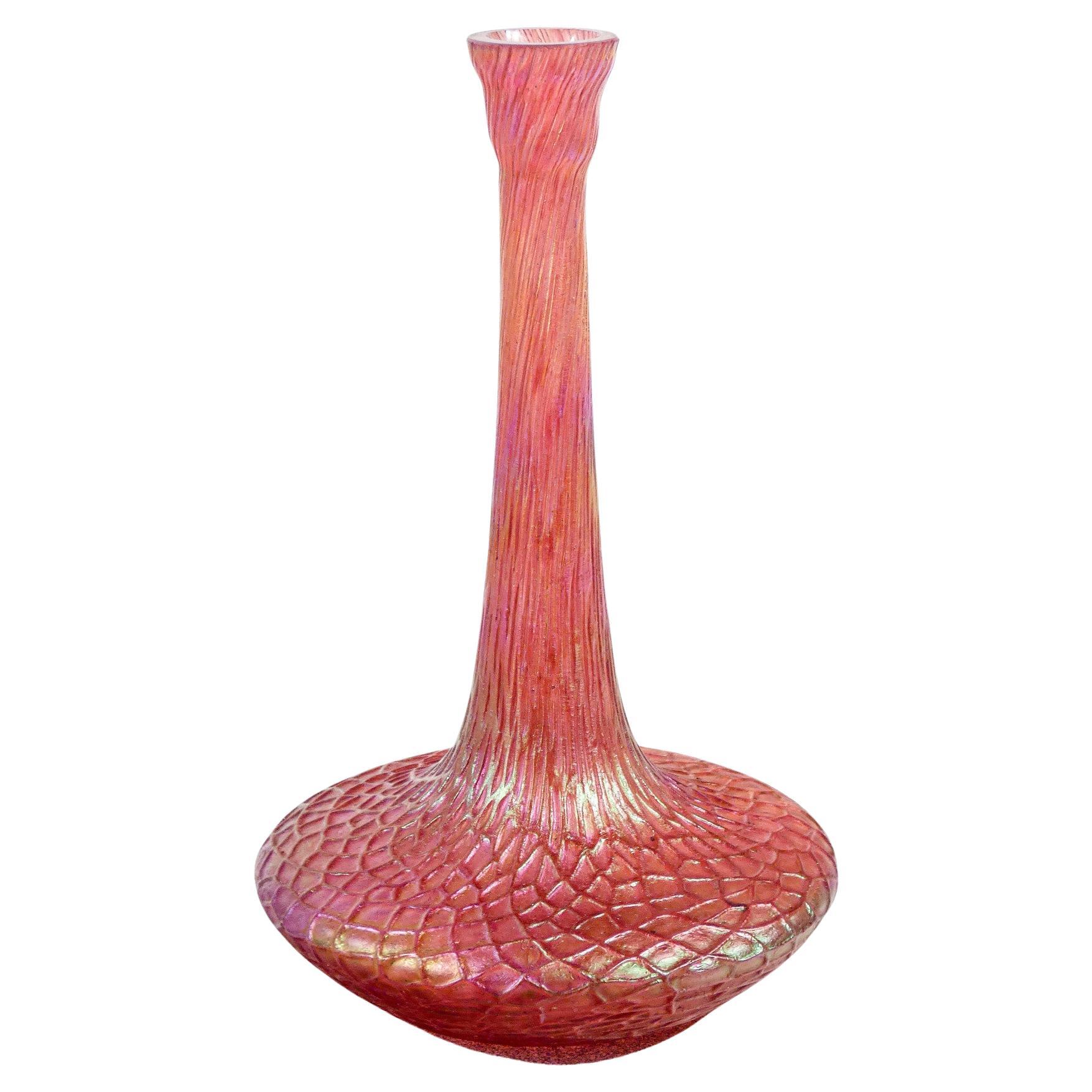 Vase, LOETZ iridescent blown glass bottle. Austria, 1900s