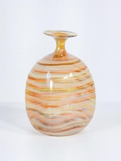 Vase, polychrome blown glass bottle, likely of Scandinavian origin