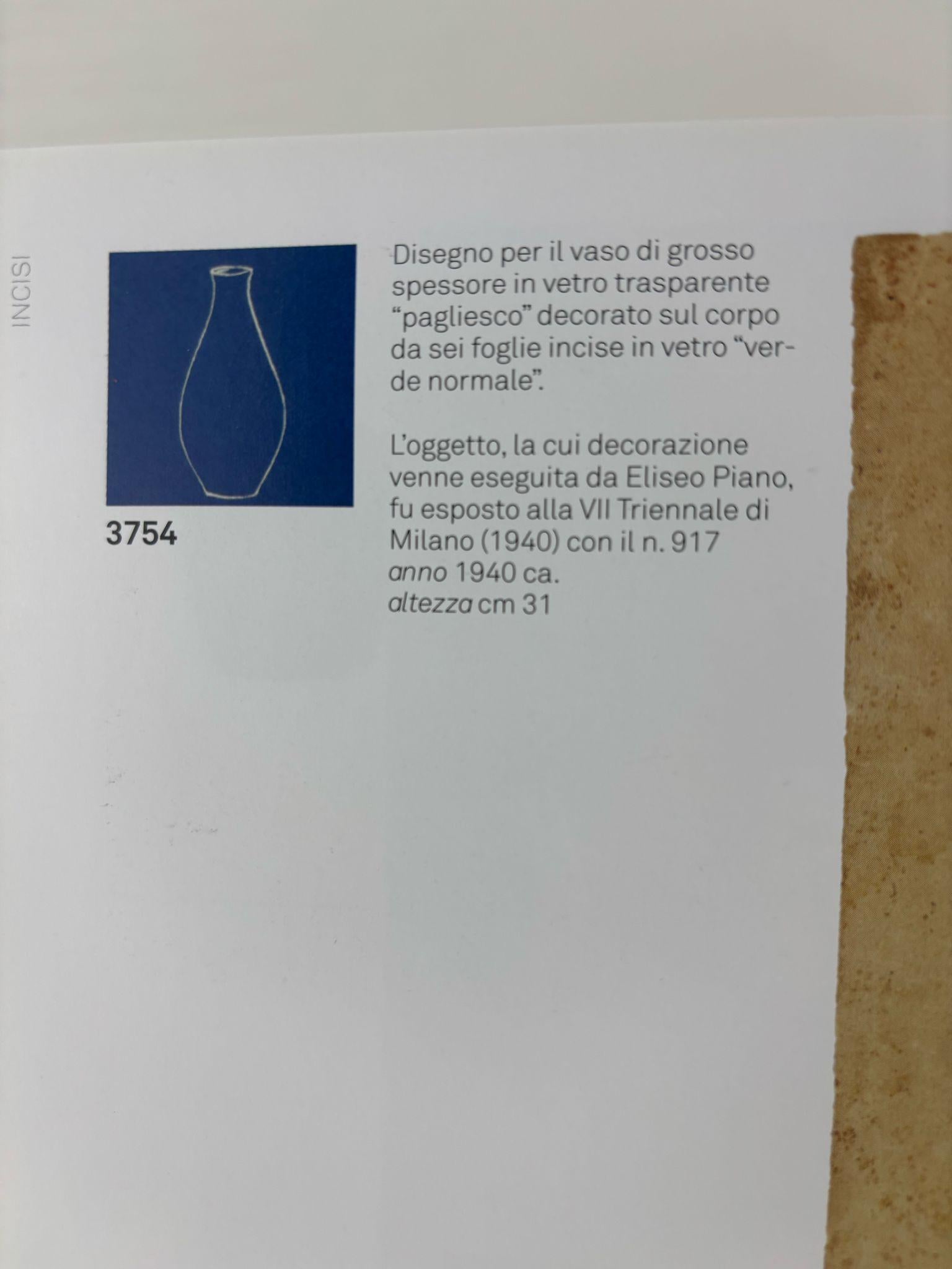20th Century Vaso Carlo Scarpa, serie inciso For Sale