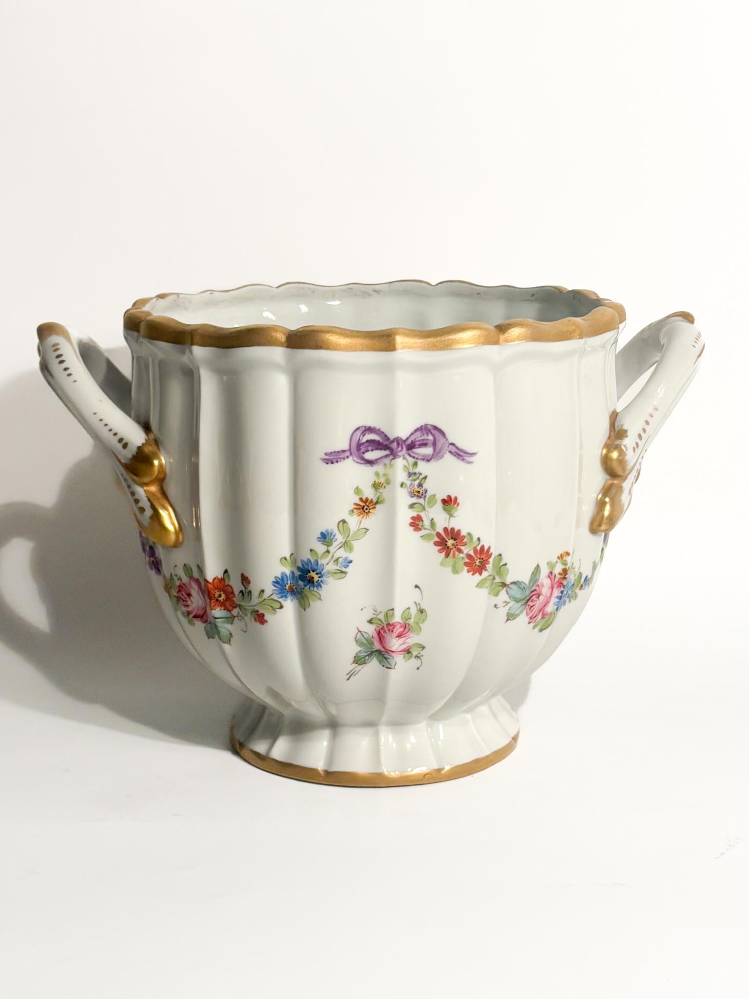 Barocco Vaso Centrotavola Cachepot in Porcellana di Parigi Anni 50 in vendita