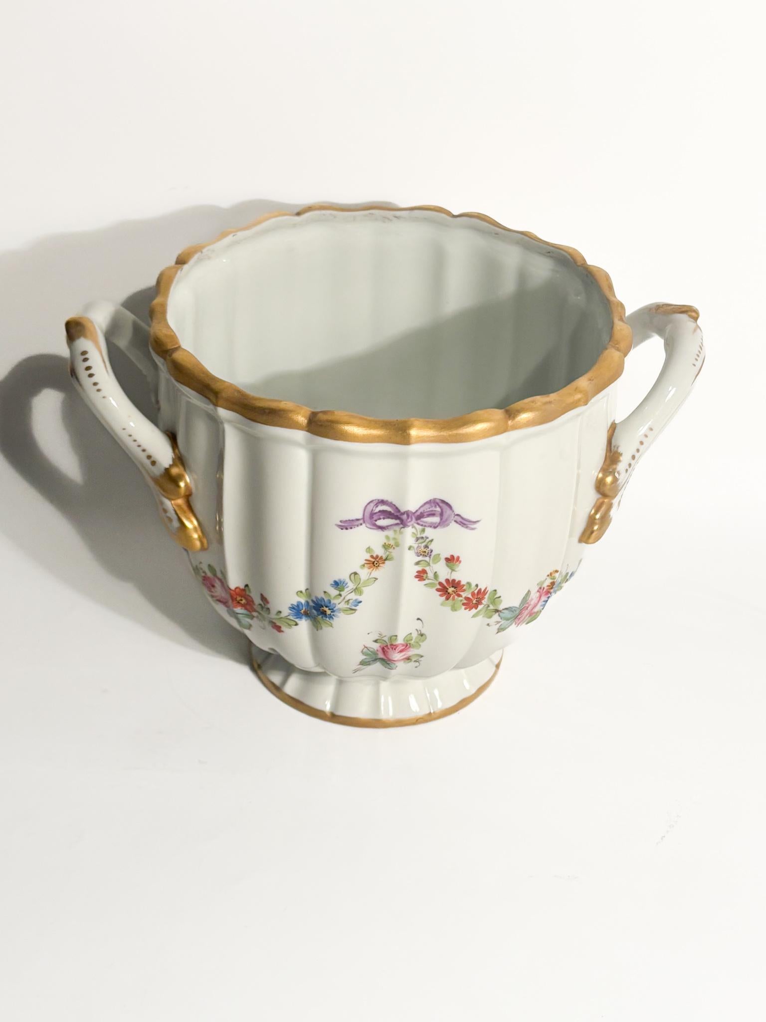 Francese Vaso Centrotavola Cachepot in Porcellana di Parigi Anni 50 in vendita