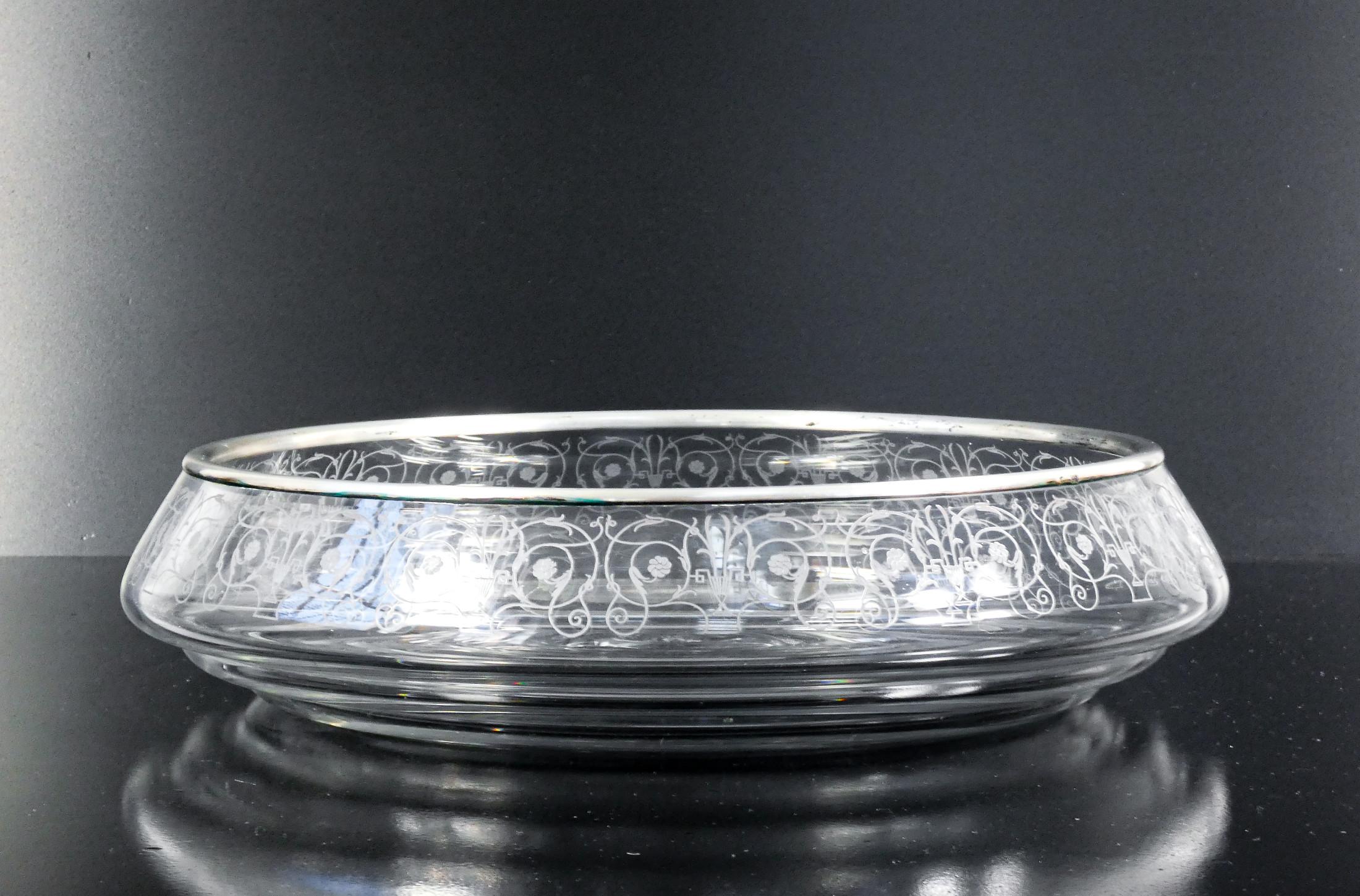 Centerpiece vase, fruit bowl BACCARAT decoration Rohan silver rim 800 In Good Condition For Sale In Torino, IT