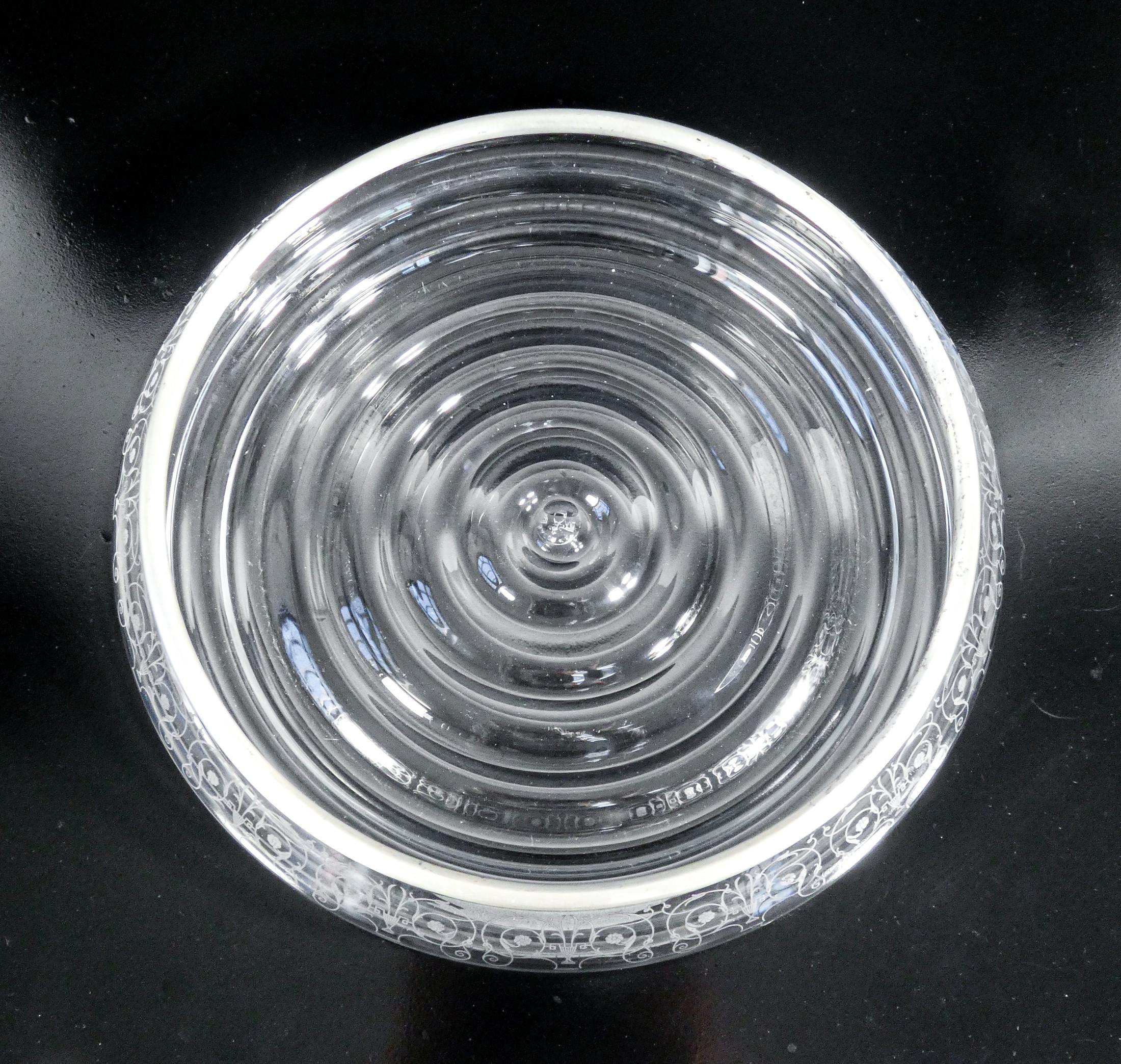 Silver Centerpiece vase, fruit bowl BACCARAT decoration Rohan silver rim 800 For Sale