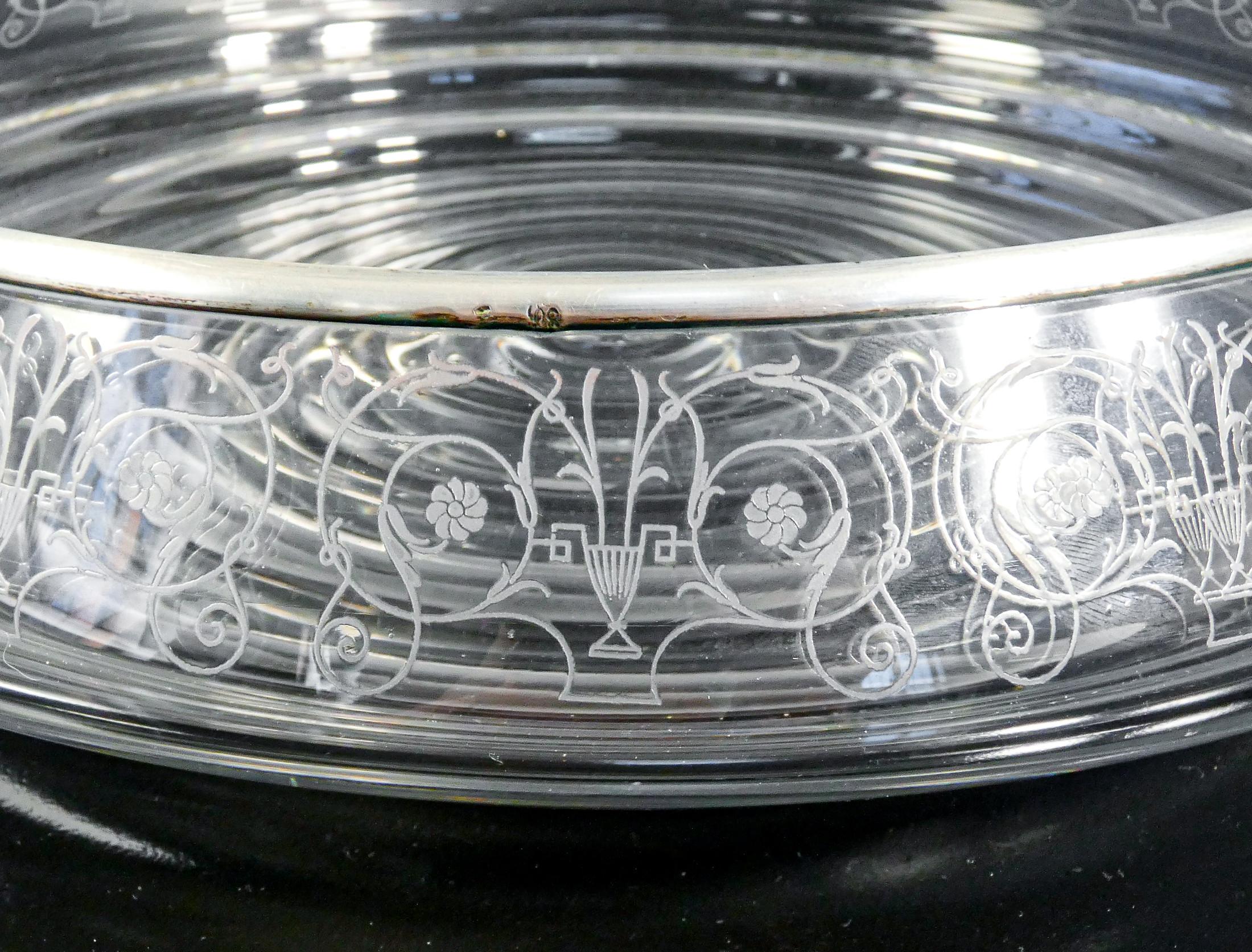 Centerpiece vase, fruit bowl BACCARAT decoration Rohan silver rim 800 For Sale 1