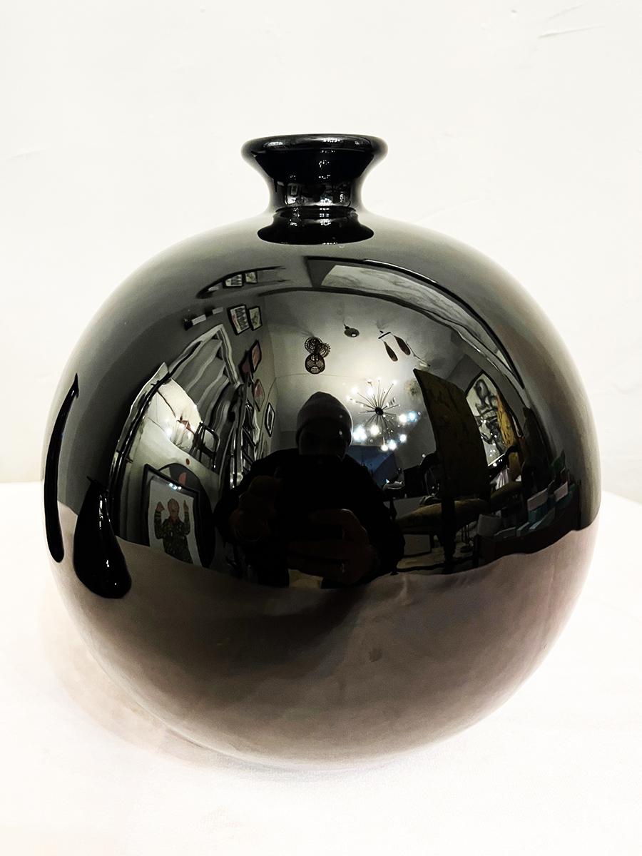 Vaso Ceramica Sferica Nero Vintage anni '50 -Top Ceramics- in vendita 1