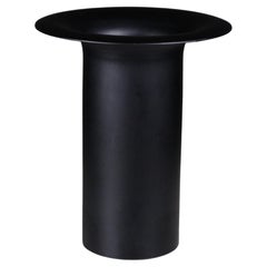 Black metal cylindrical vase, circa 1970