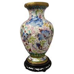 Vaso Cinese Cloisonné con Decorazioni Floreali, Anno '60