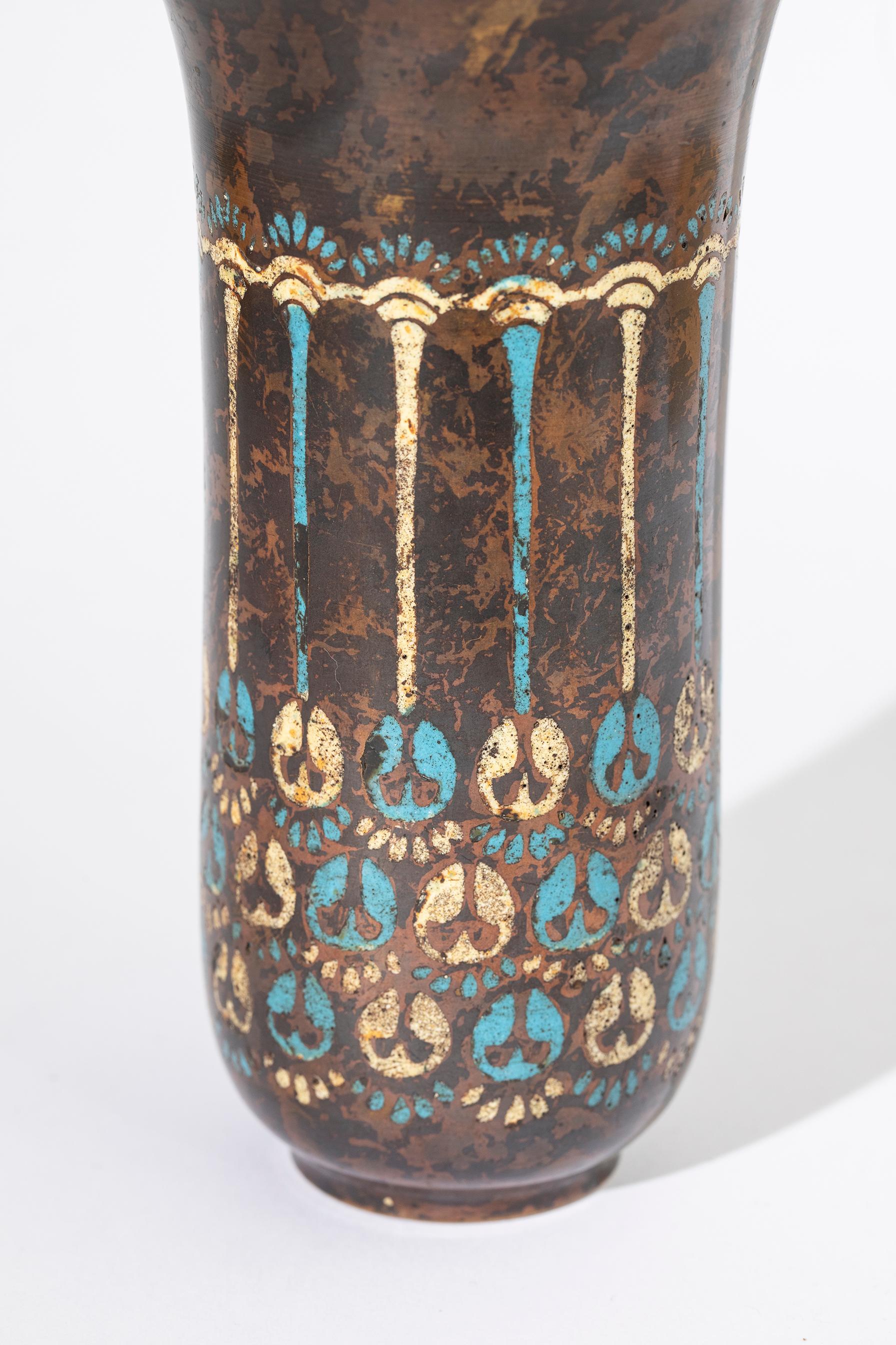 Art Deco Deco floral cloisonné vase, 1920s Frankish manufacture For Sale