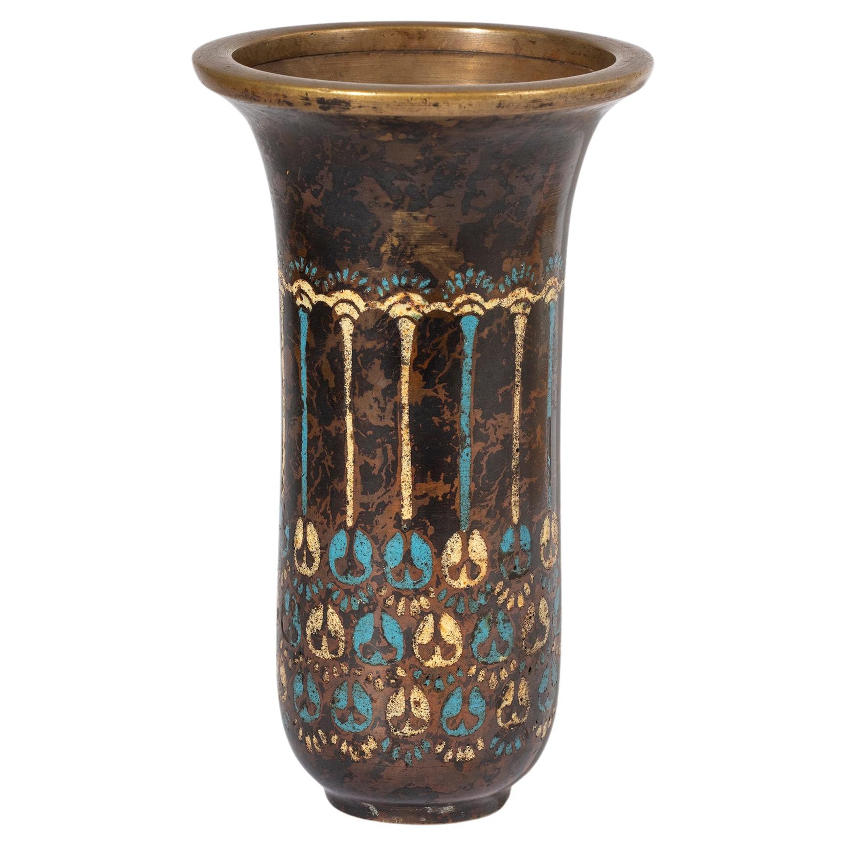 Deco floral cloisonné vase, 1920s Frankish manufacture For Sale