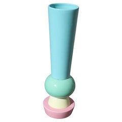 Italian Colored Glazed Ceramic Vase Style Ettore Sottsass