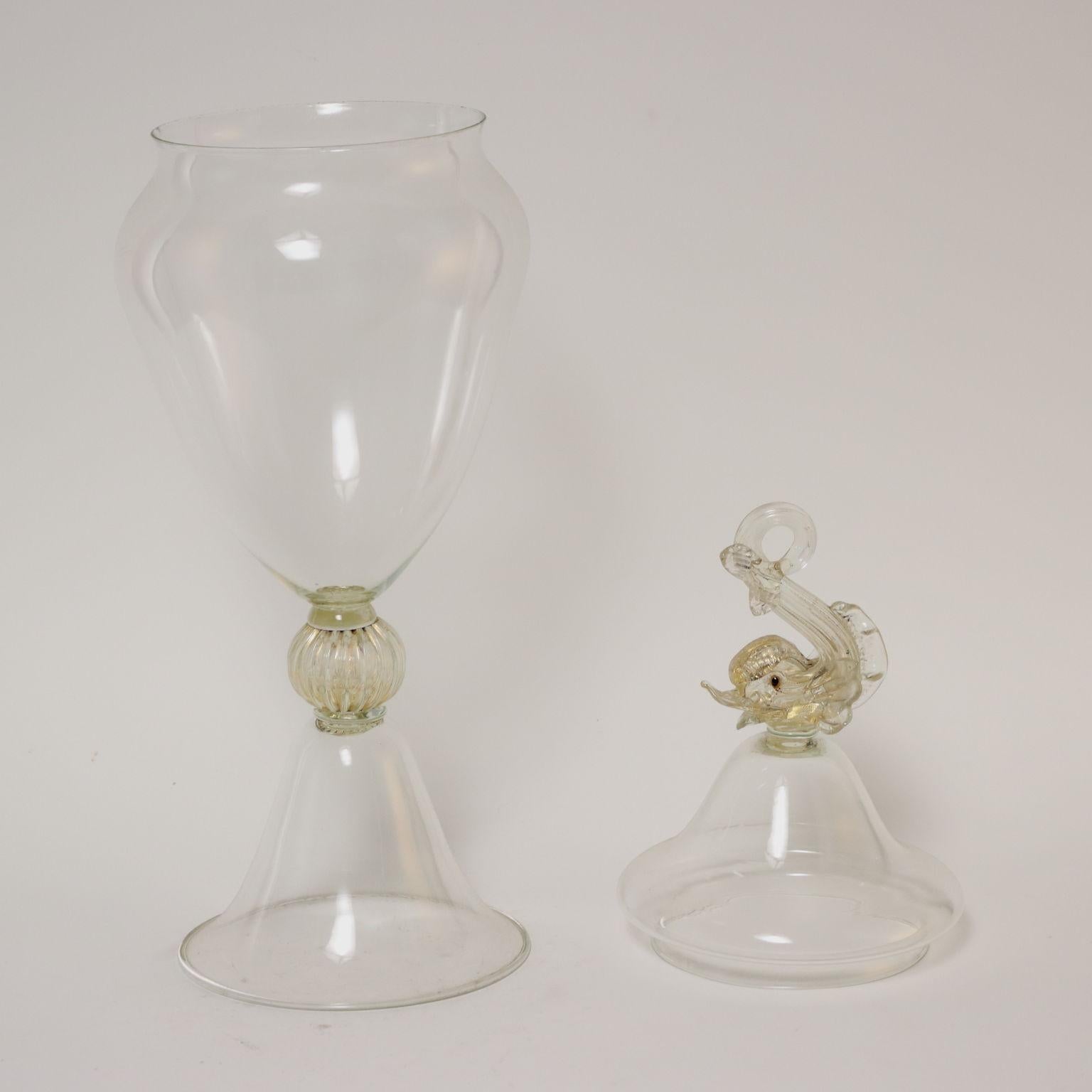 Milieu du XXe siècle Vase avec couvercle Verre de Murano Italie années 1930  en vente