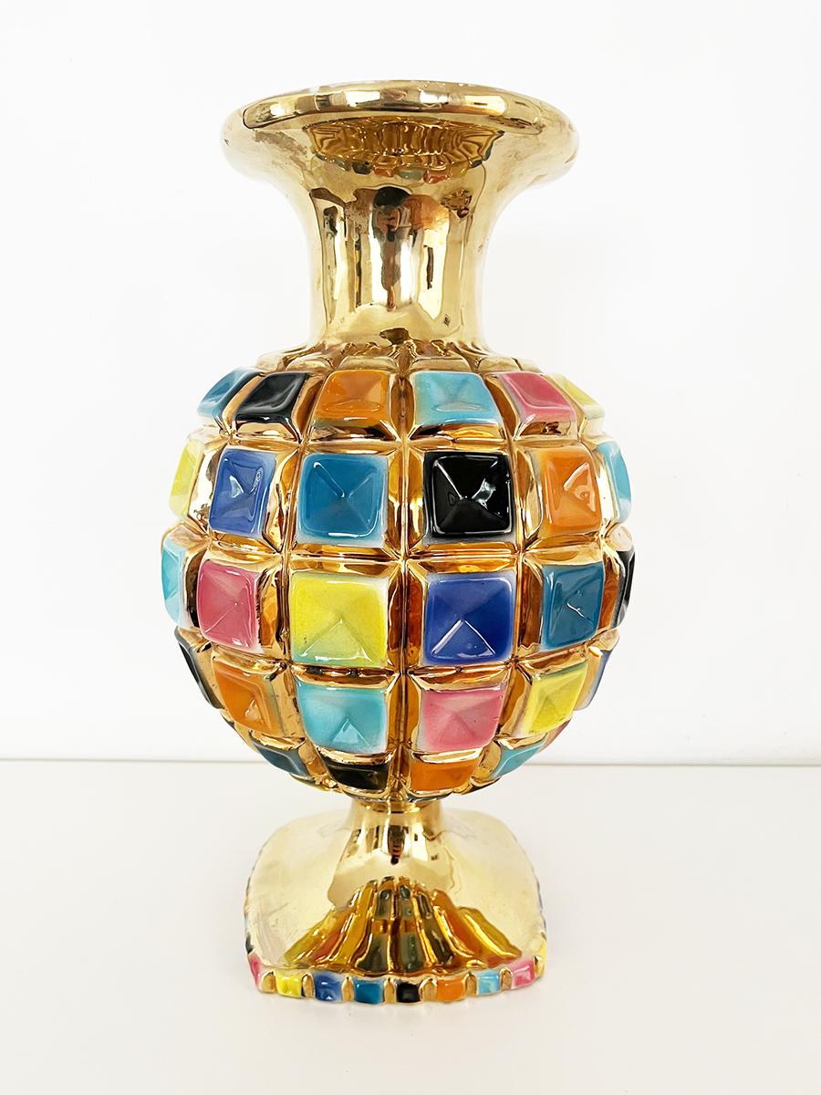 Mid-20th Century Vaso con Piatto Sesto Fiorentino Decorato a mano anni '40/'50 -Art- For Sale