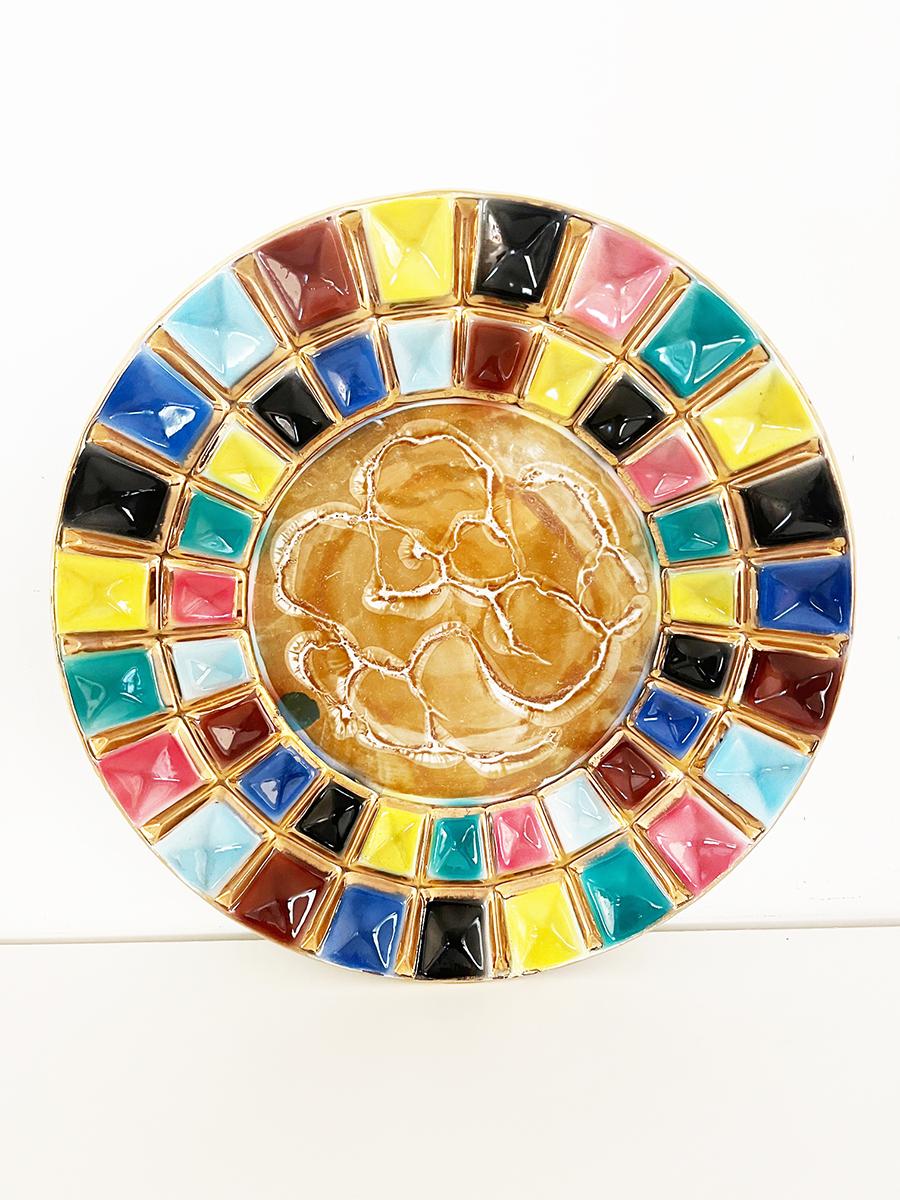 Ceramic Vaso con Piatto Sesto Fiorentino Decorato a mano anni '40/'50 -Art- For Sale