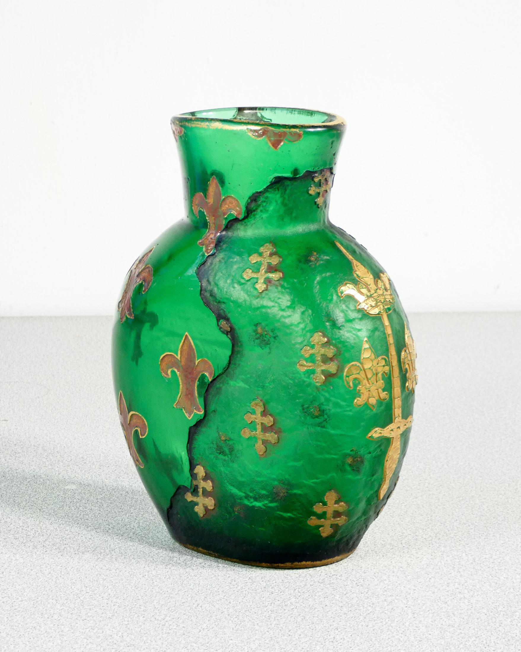 19th Century Vase DAUM Frères en verre soufflé et gravé à l'acide. Nancy, fin du XIXe siècle en vente