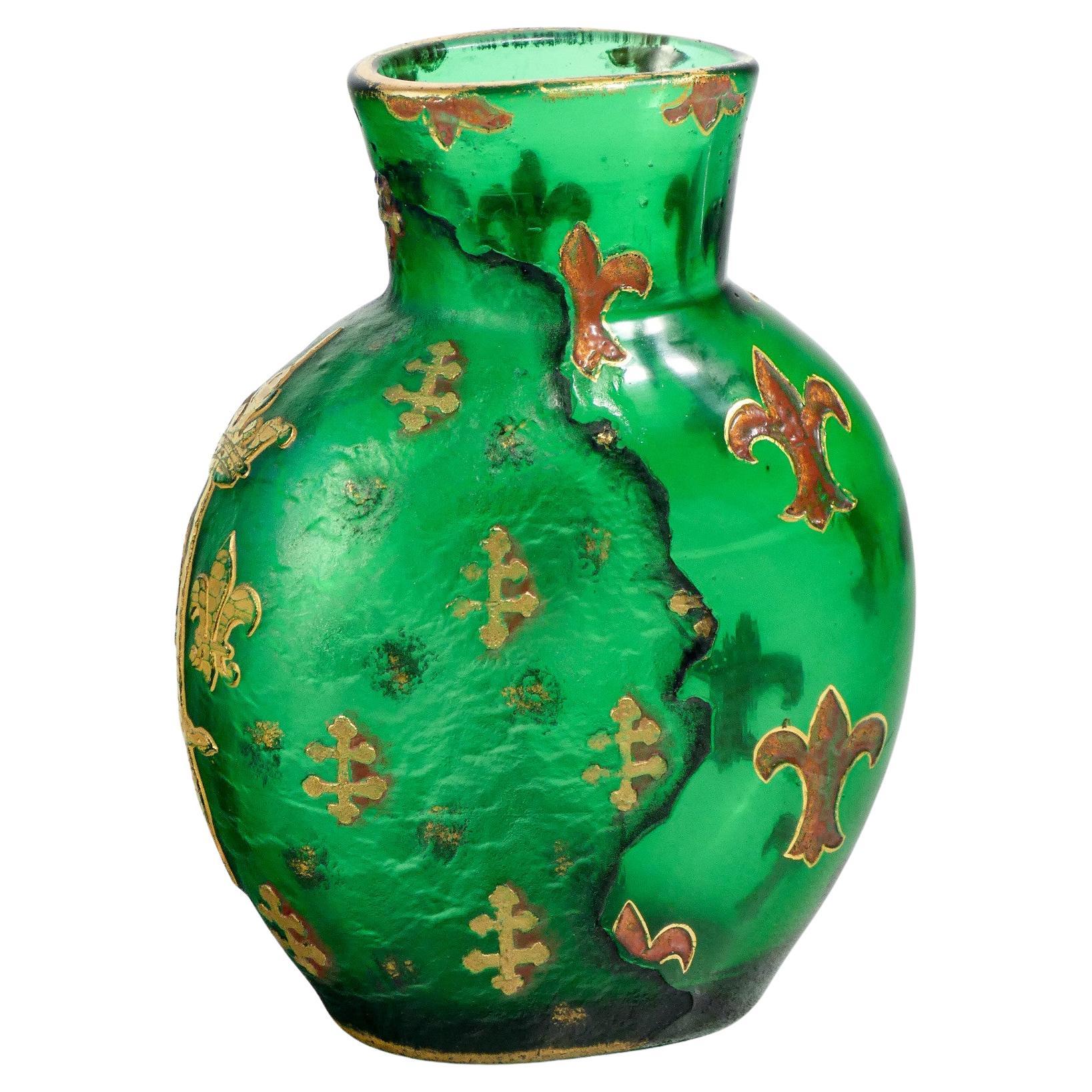 Vase DAUM Frères en verre soufflé et gravé à l'acide. Nancy, fin du XIXe siècle en vente