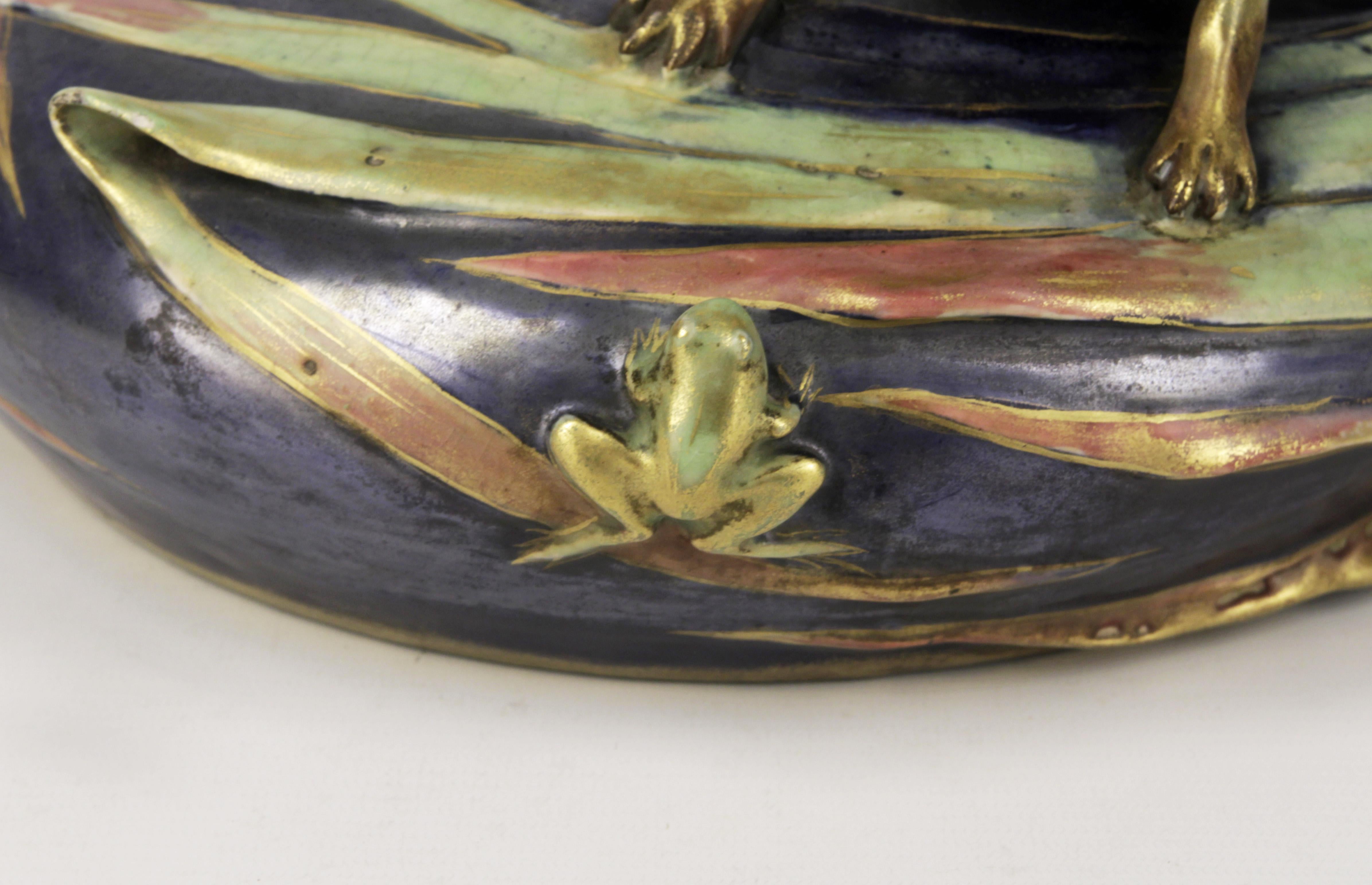Enameled Vaso de ceramica estilo Art nouveau Eduard Stellmacher