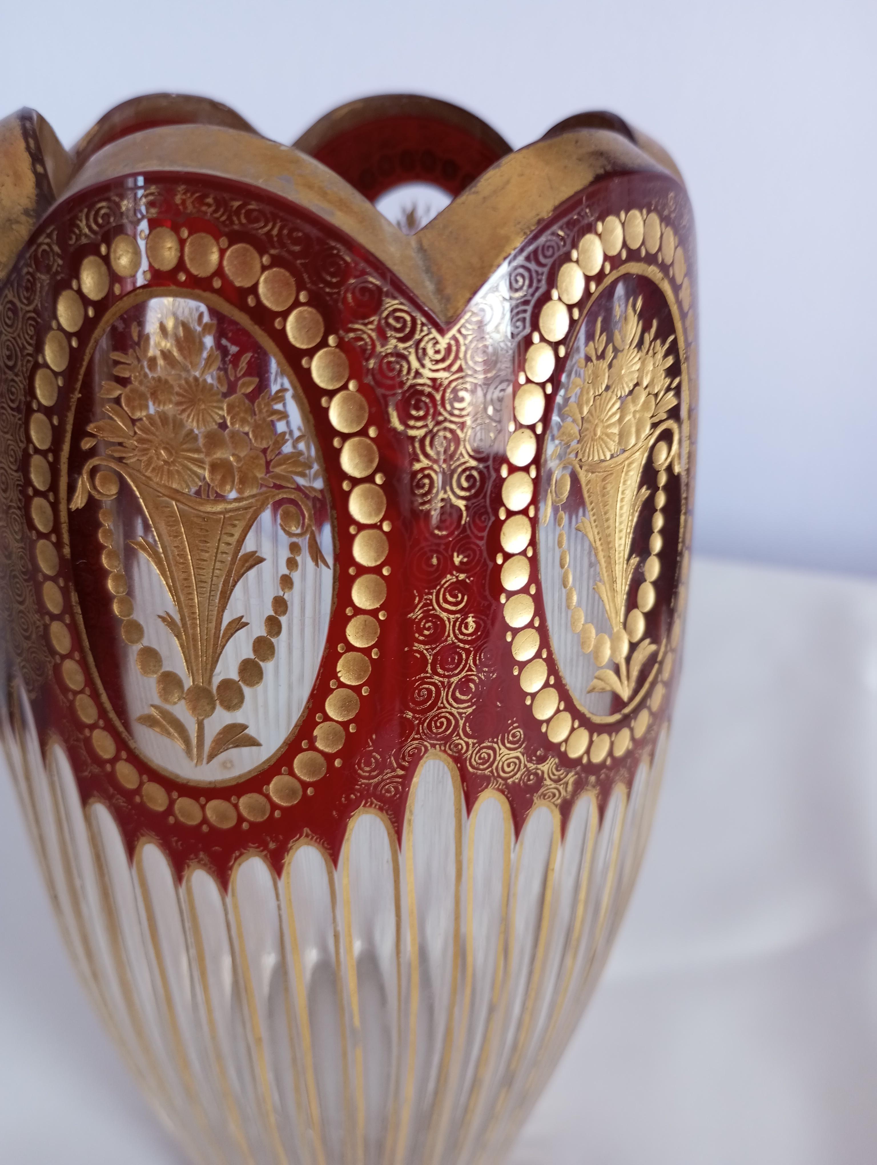 decorative beveled glass vase  Bohemia For Sale 4