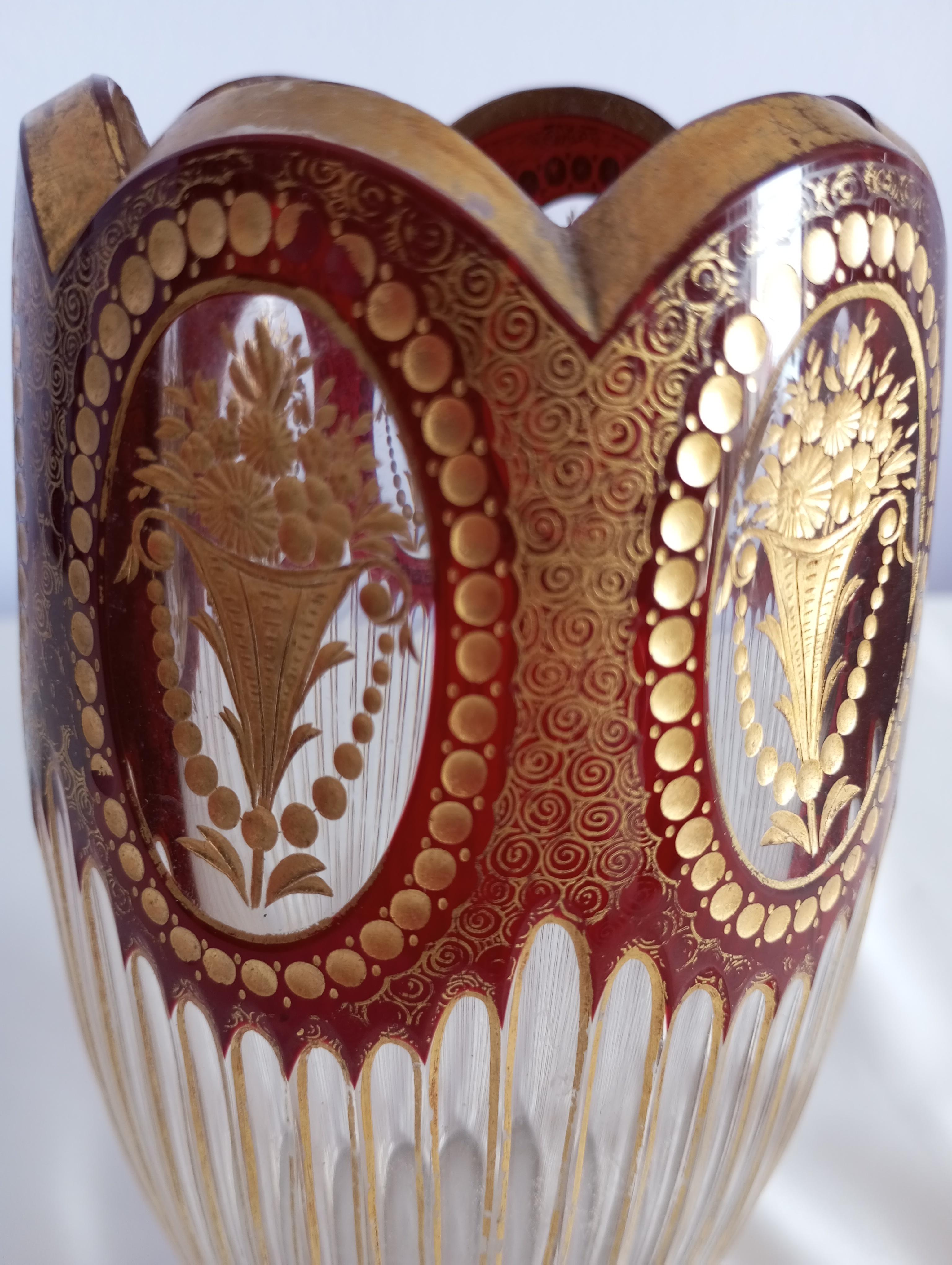 decorative beveled glass vase  Bohemia For Sale 5