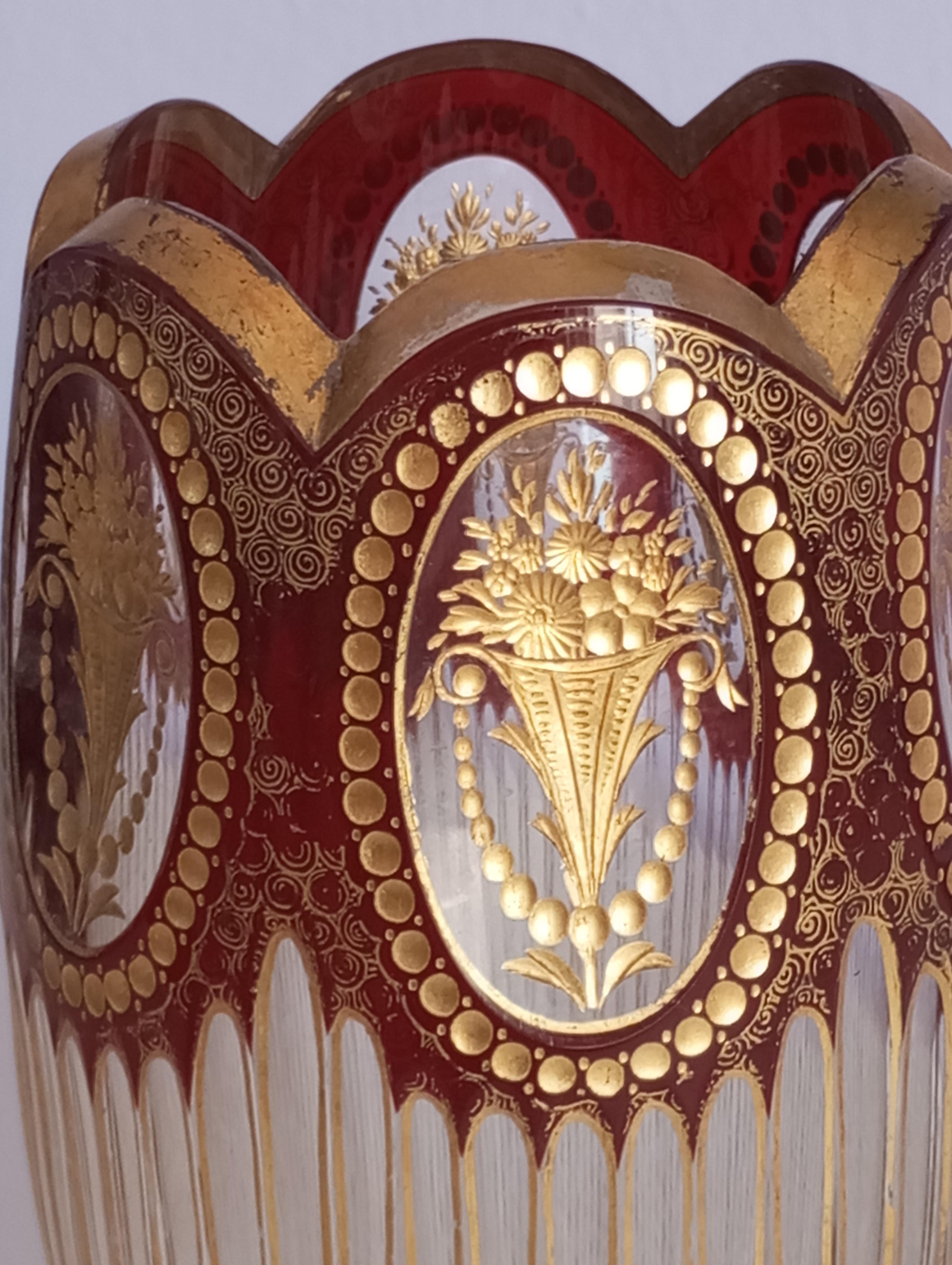 Austrian decorative beveled glass vase  Bohemia For Sale