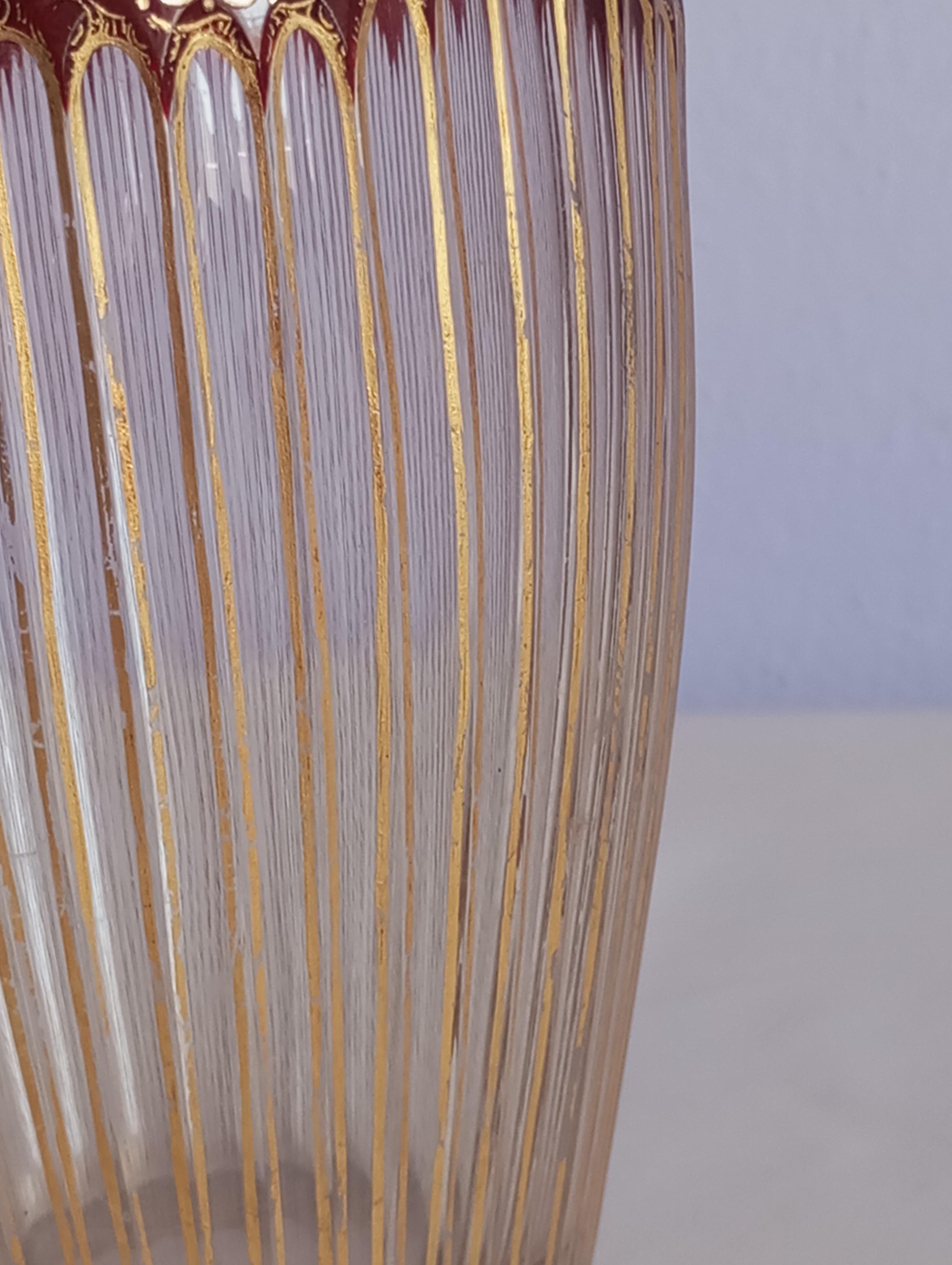 decorative beveled glass vase  Bohemia For Sale 1