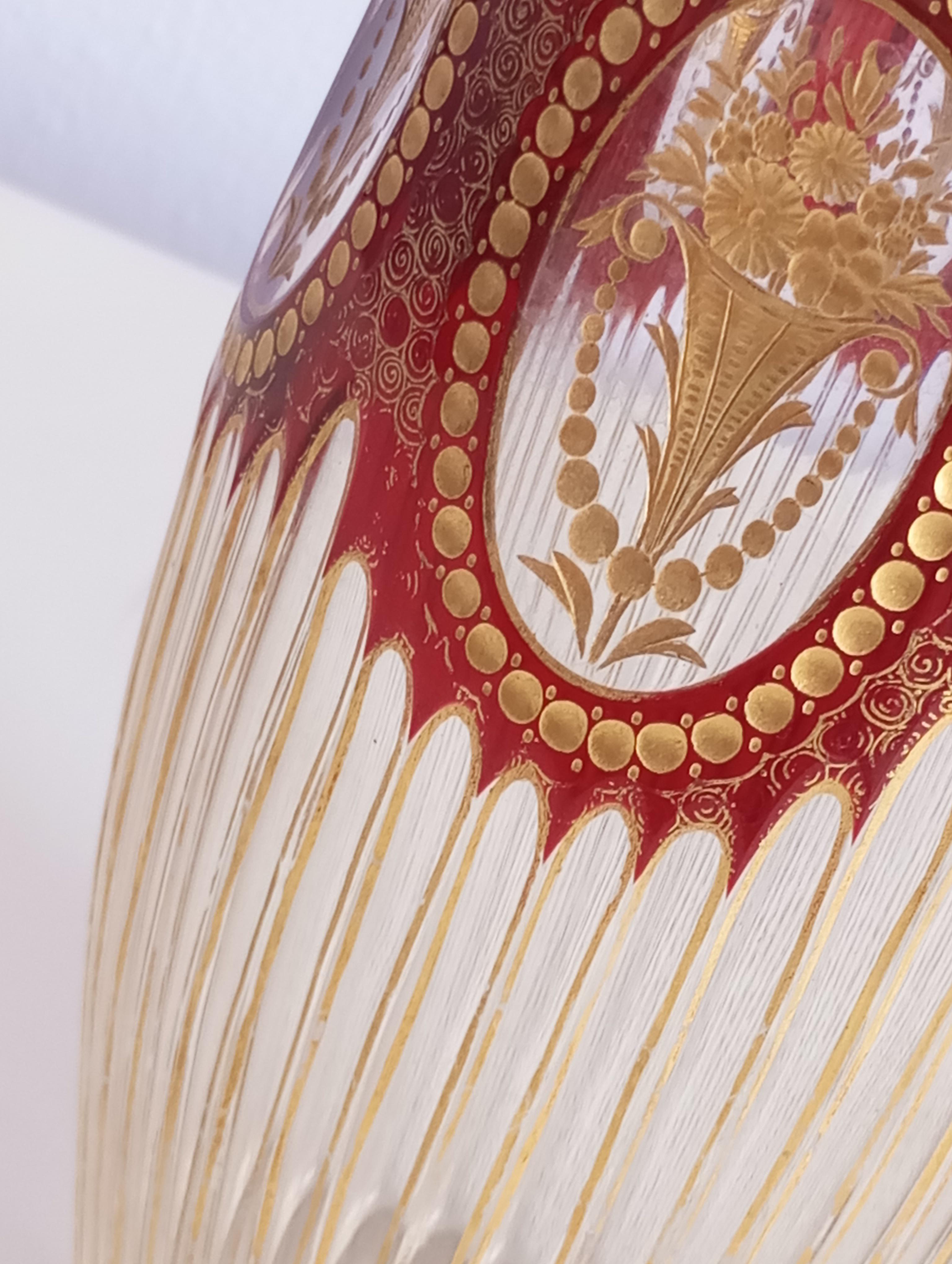 decorative beveled glass vase  Bohemia For Sale 3