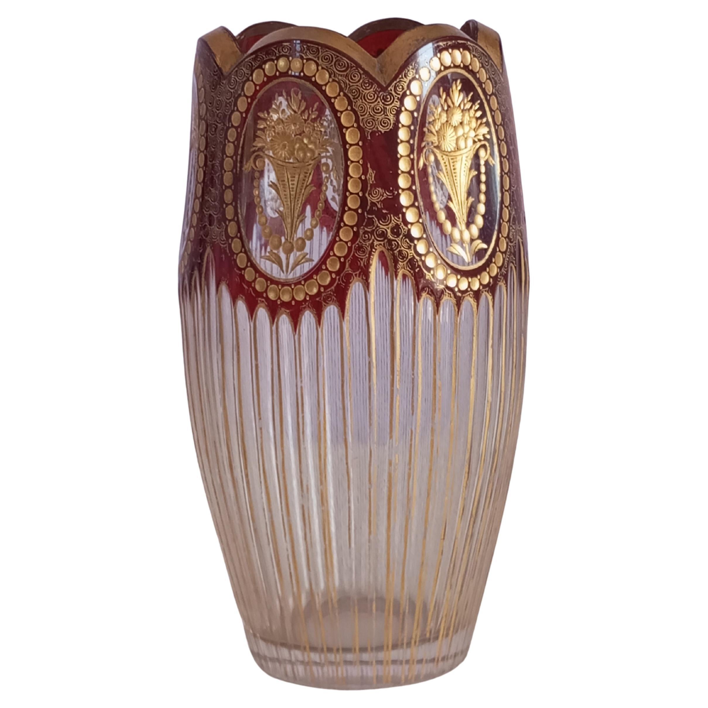 decorative beveled glass vase  Bohemia