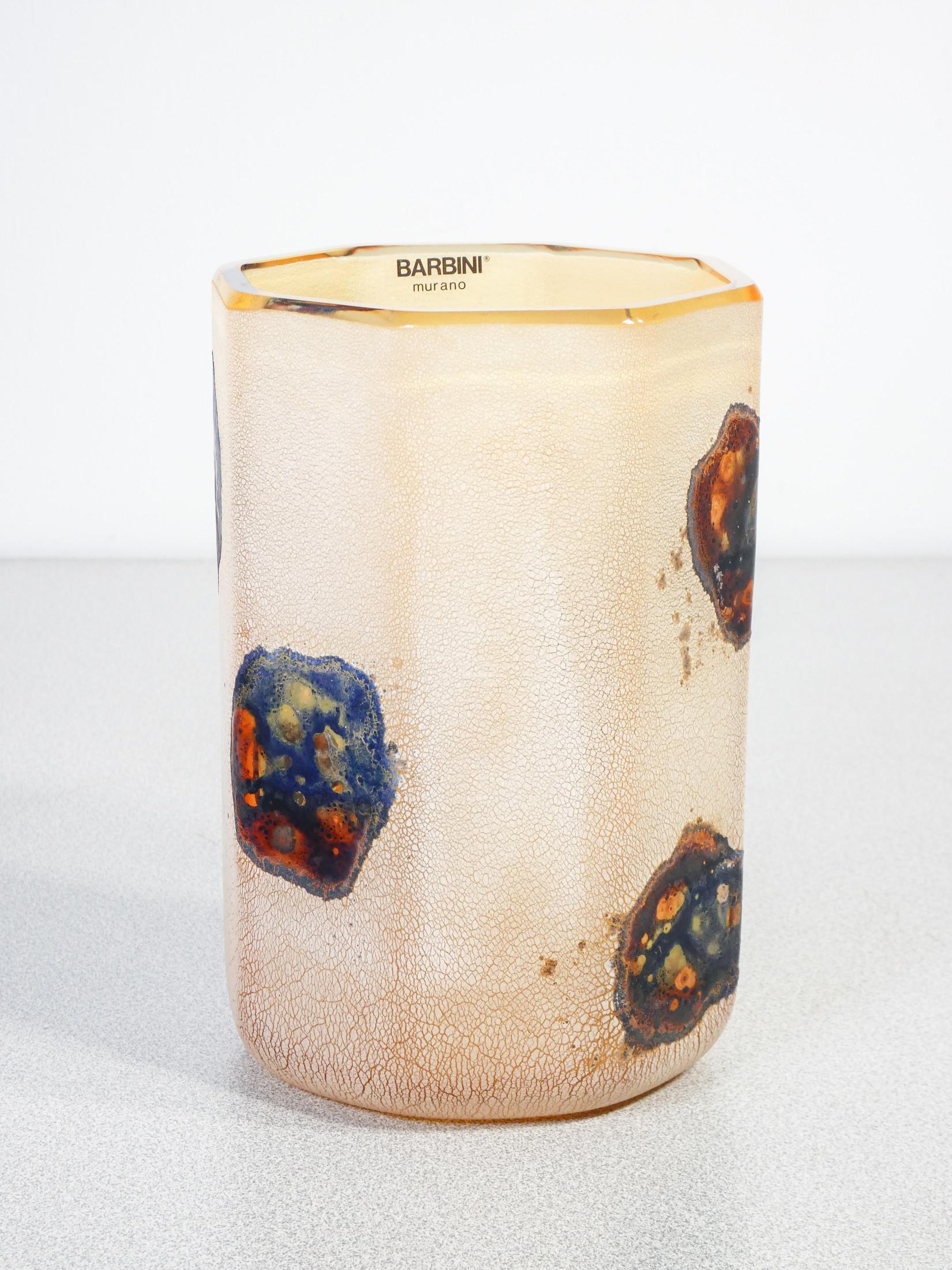 Vase from the Scavo series in blown sonorous glass, design Alfredo BARBINI. Murano In Excellent Condition For Sale In Torino, IT