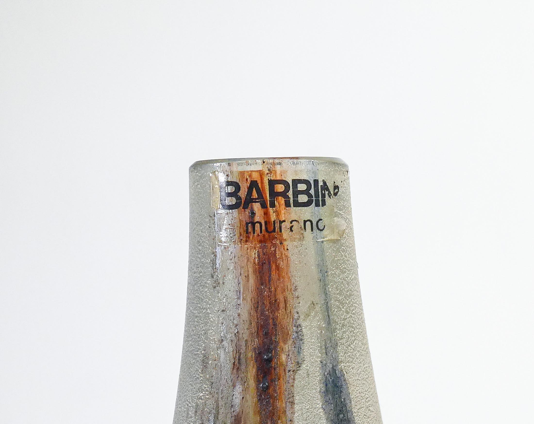 Vase from the Scavo series in blown sonorous glass, design Alfredo BARBINI. Murano For Sale 3