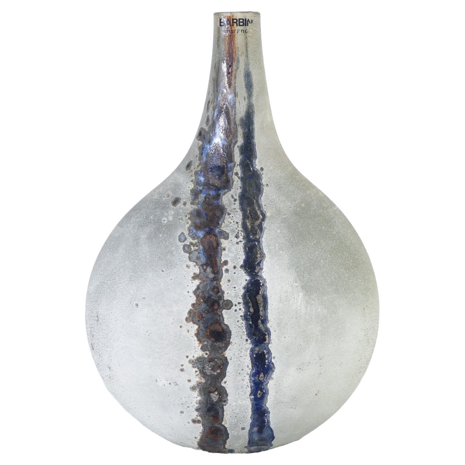 Vase from the Scavo series in blown sonorous glass, design Alfredo BARBINI. Murano For Sale