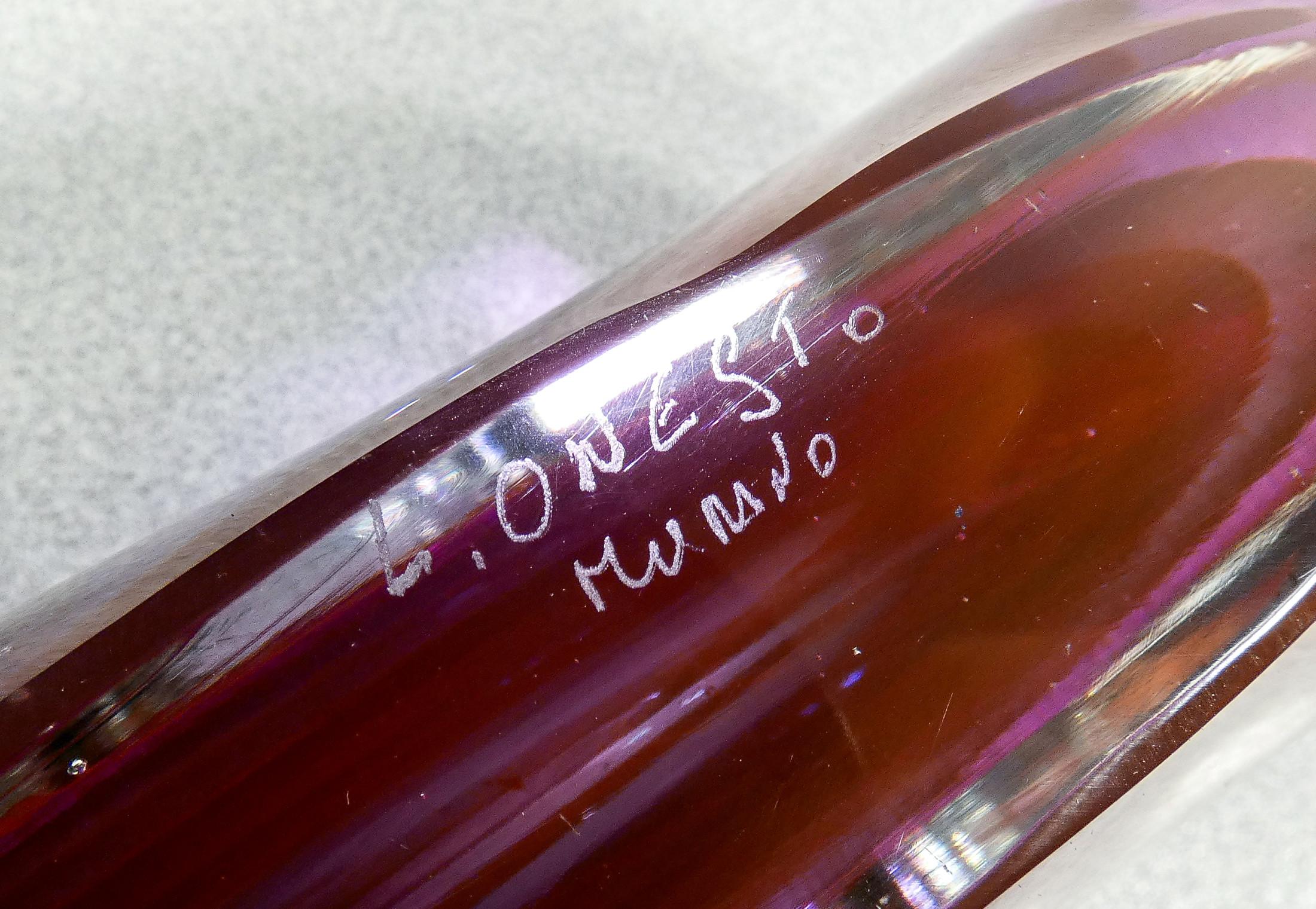 Vase nach dem Entwurf von Luigi ONESTO aus mundgeblasenem, polychromem Muranoglas. Italien, 70er Jahre 4